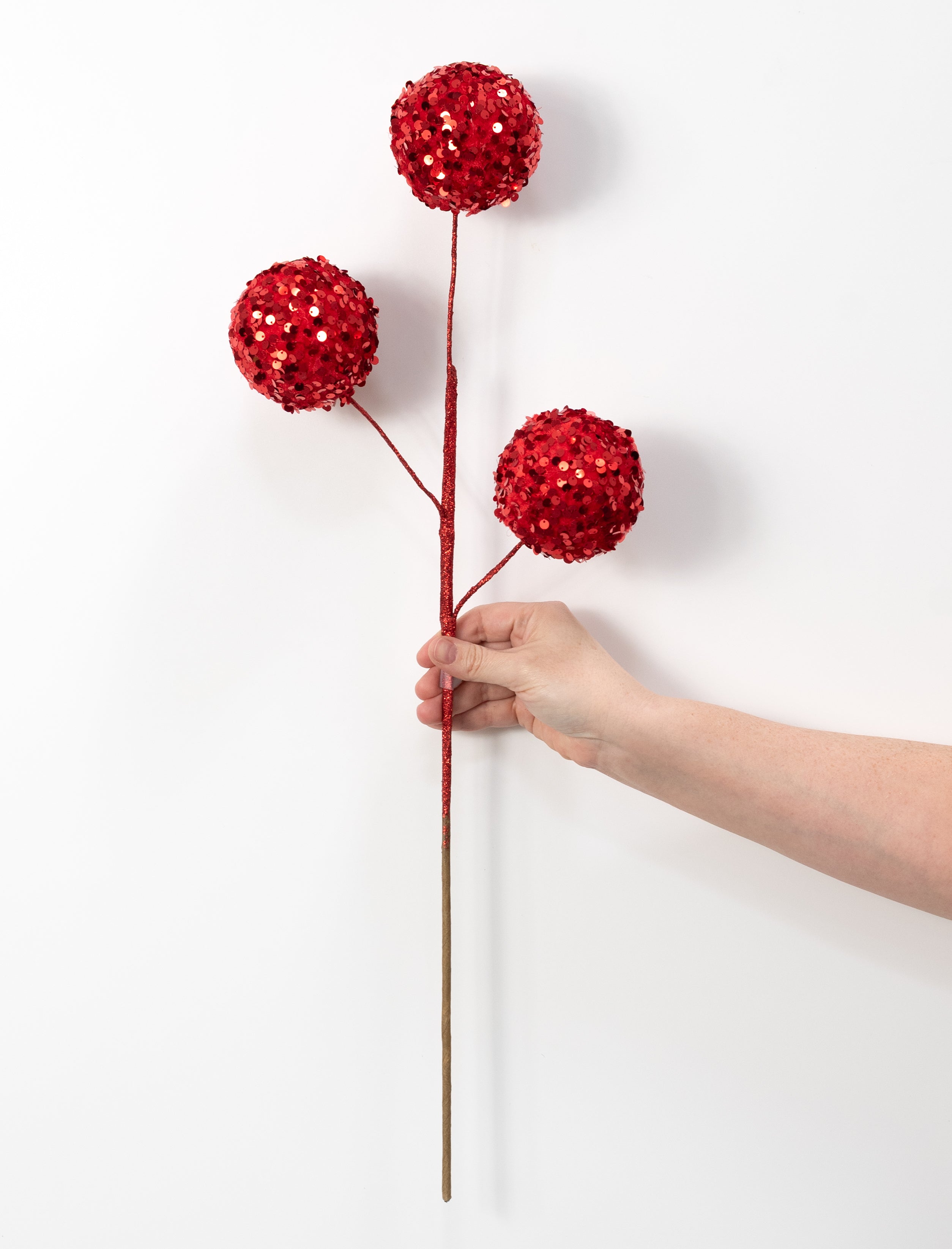 26" Sequined Fabric Ball Spray: Red