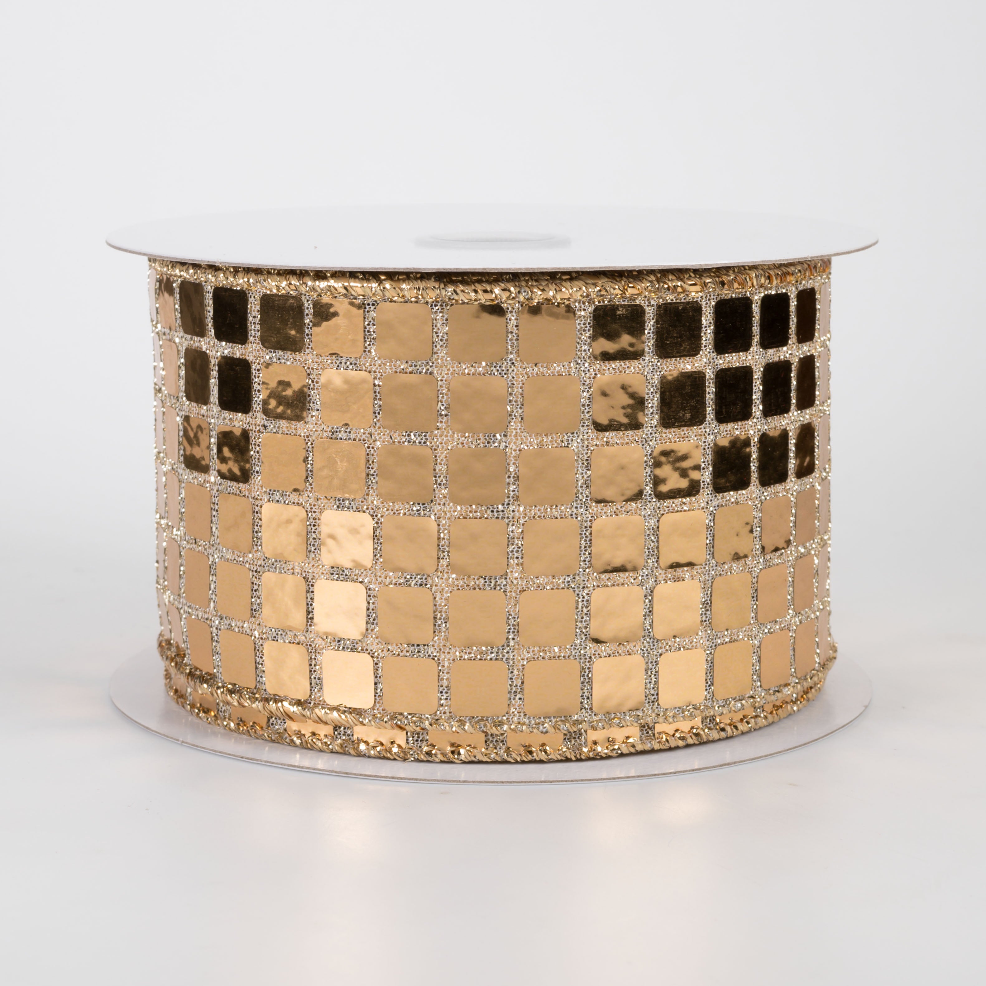 2.5" Mirror Disco Ball Ribbon: Gold (10 Yards)
