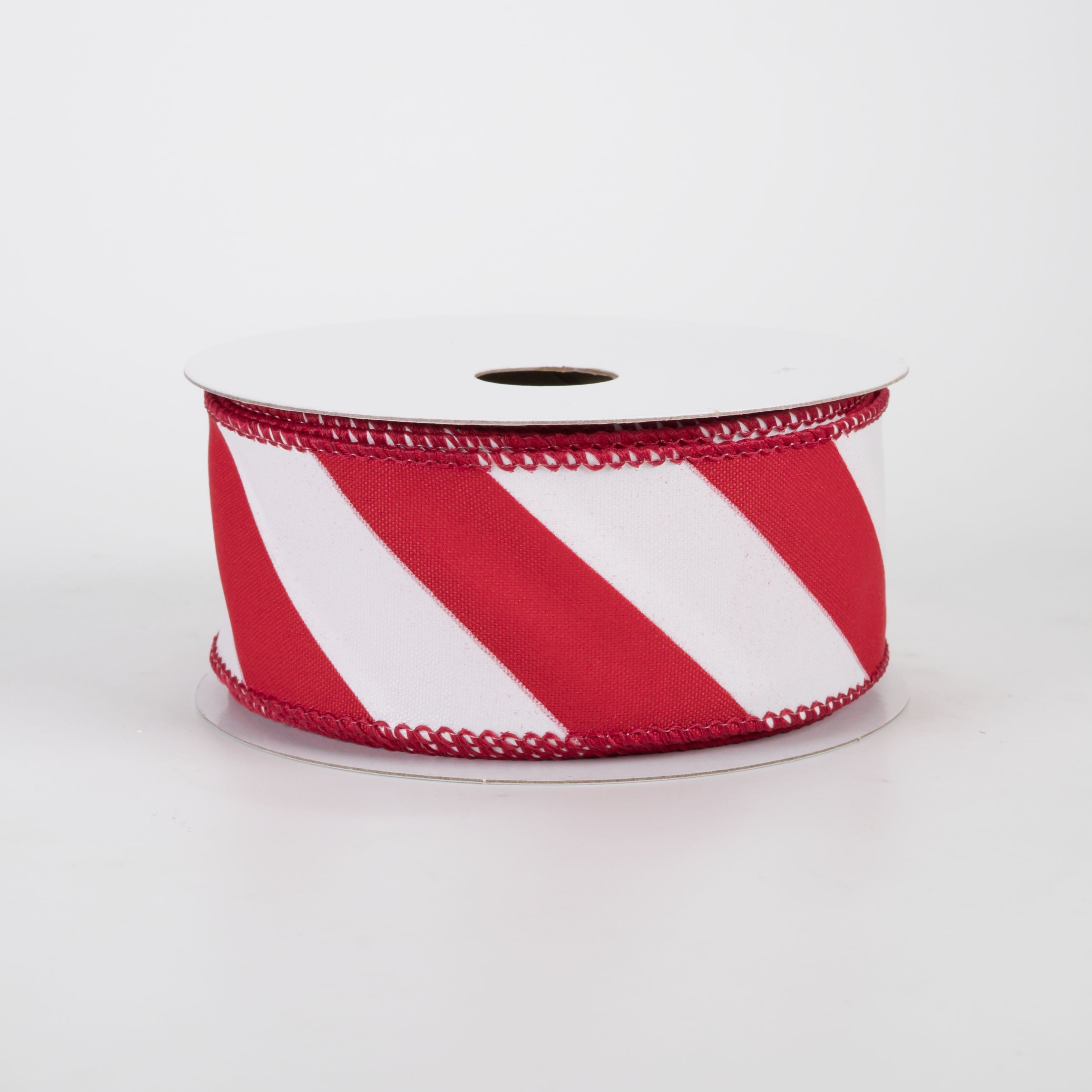 1.5" Big Candy Cane Stripe Satin Ribbon: Red & White (10 Yards)