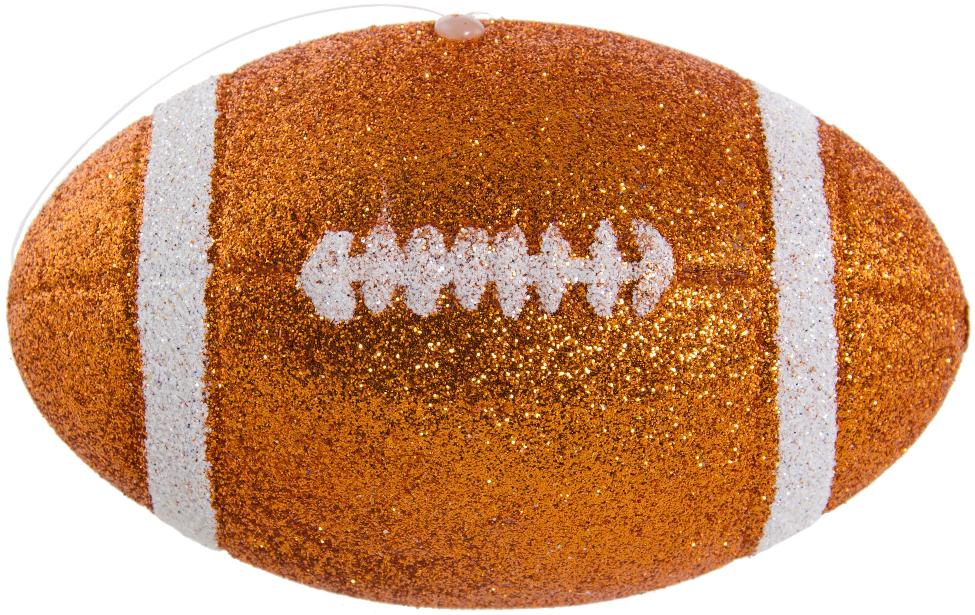 Glitter Football Ornament Assortment: Burnt Orange & White (Set of 3)