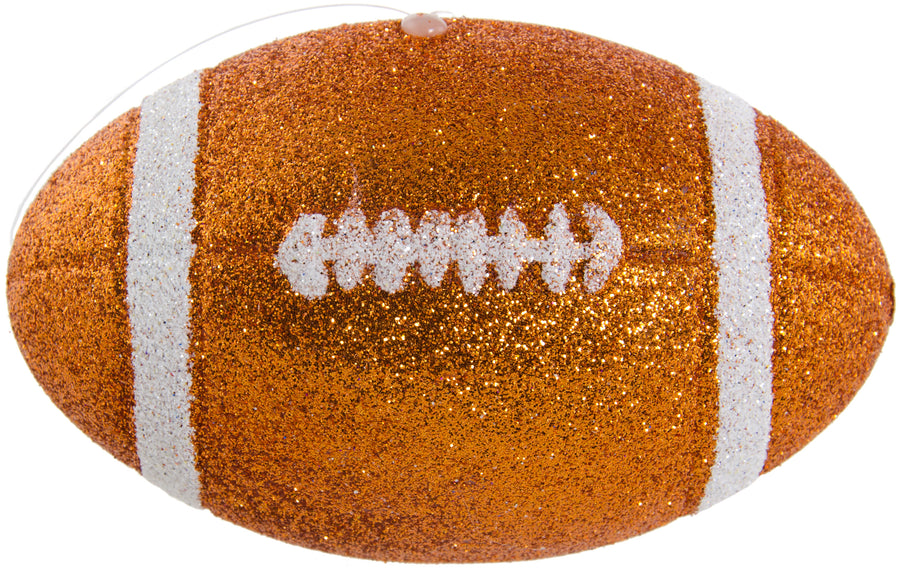 Glitter Football Ornament Assortment: Burnt Orange & White (Set of 3)