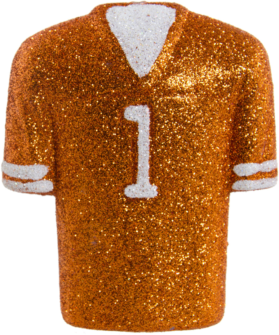 Glitter Football Ornament Assortment: Burnt Orange & White (Set of 3)