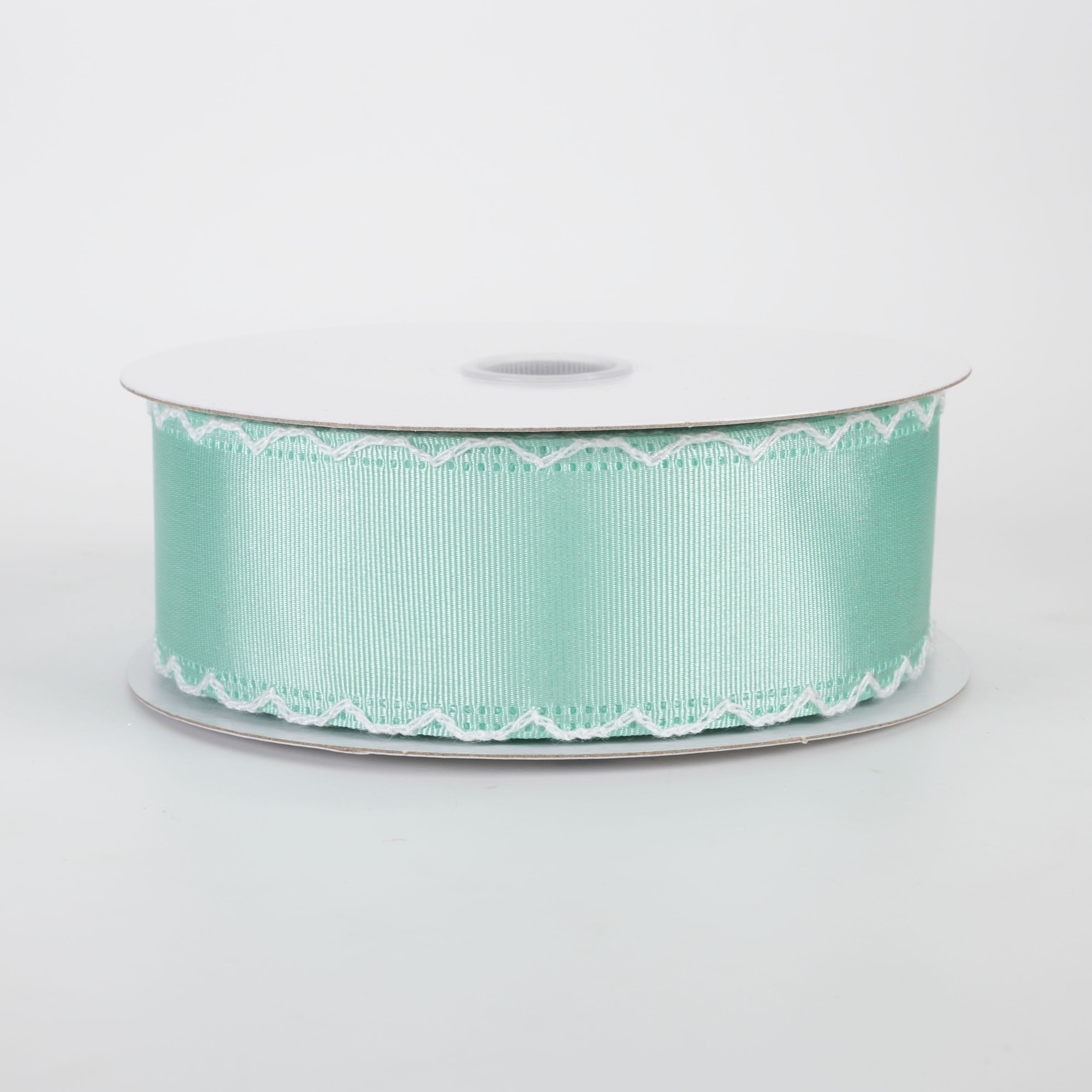 1.5" Scalloped Edge Ribbed Satin Ribbon: Aqua Blue (10 Yards)