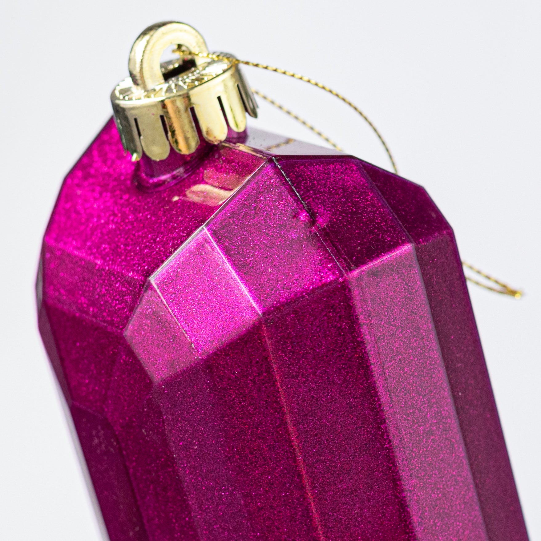 7" Rectangle Gem Ornament: Glitter Inside Fuchsia Pink