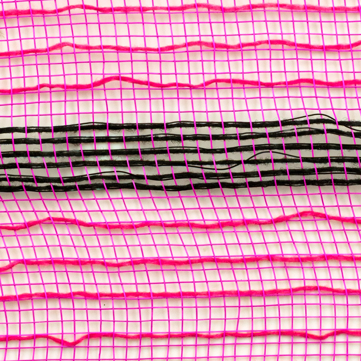 10" Faux Jute Stripe Mesh: Hot Pink & Black
