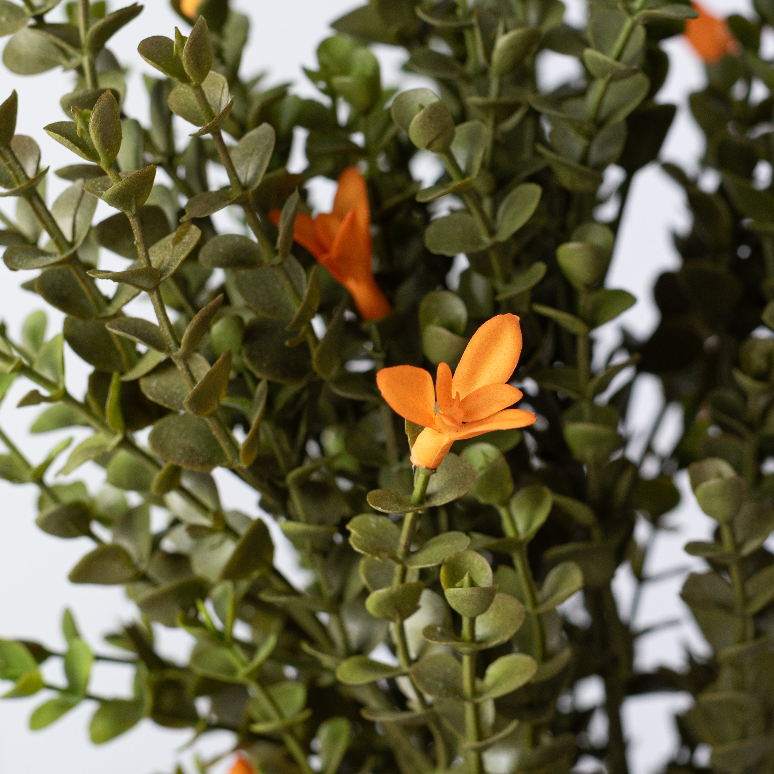 19" Mini Plastic Eucalyptus & Flowers Bush: Orange