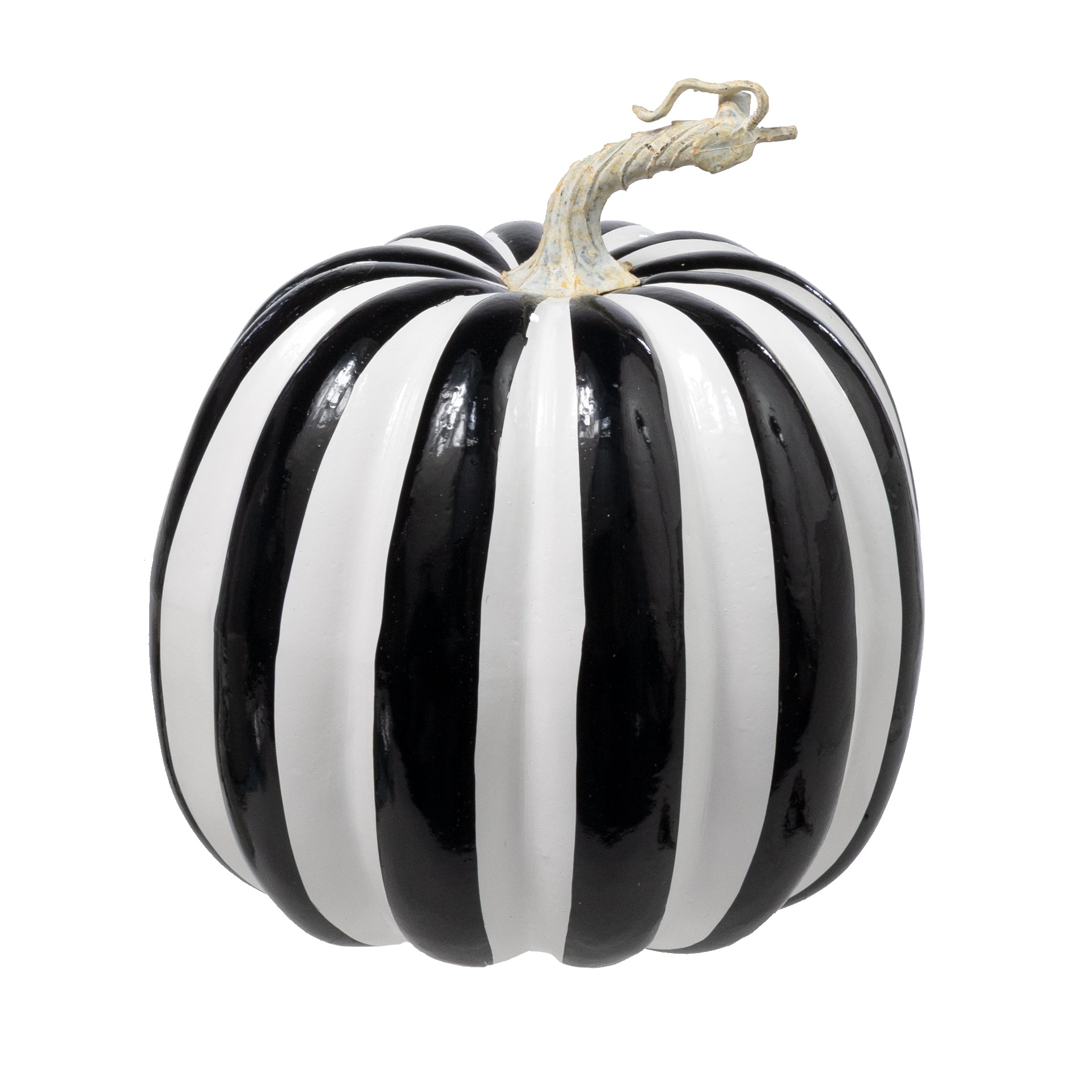 7.5" Striped Foam Pumpkin: Black & White