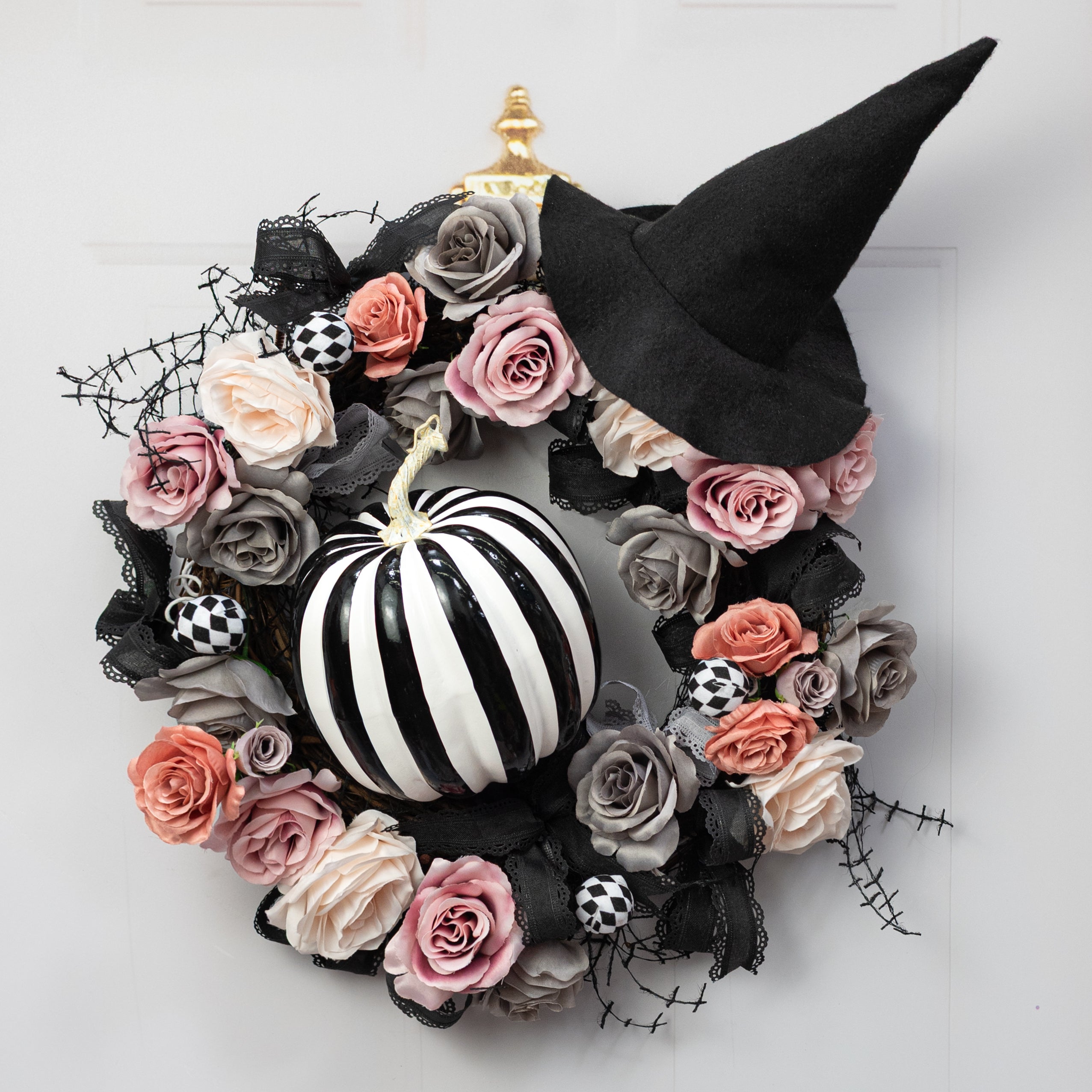 7.5" Striped Foam Pumpkin: Black & White