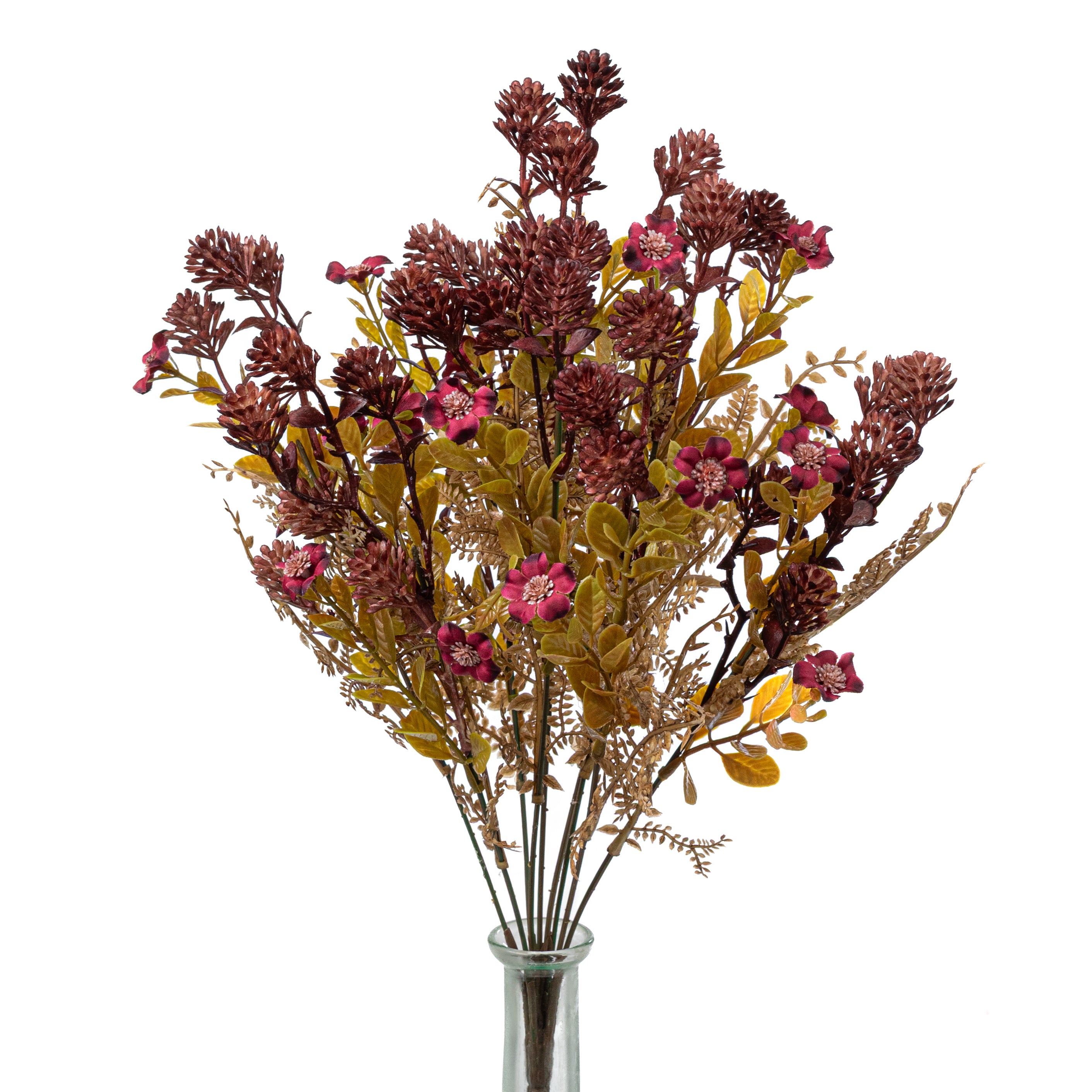 18" Mixed Plastic Amaranth & Leaves Bush: Burgundy