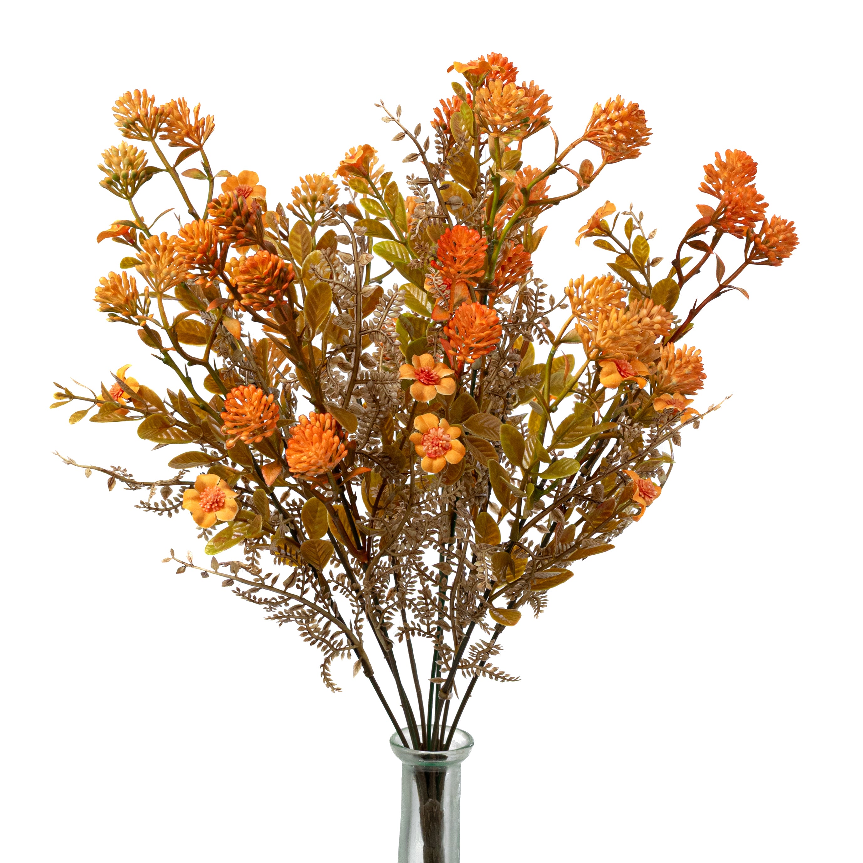 18" Mixed Plastic Amaranth & Leaves Bush: Orange Yellow
