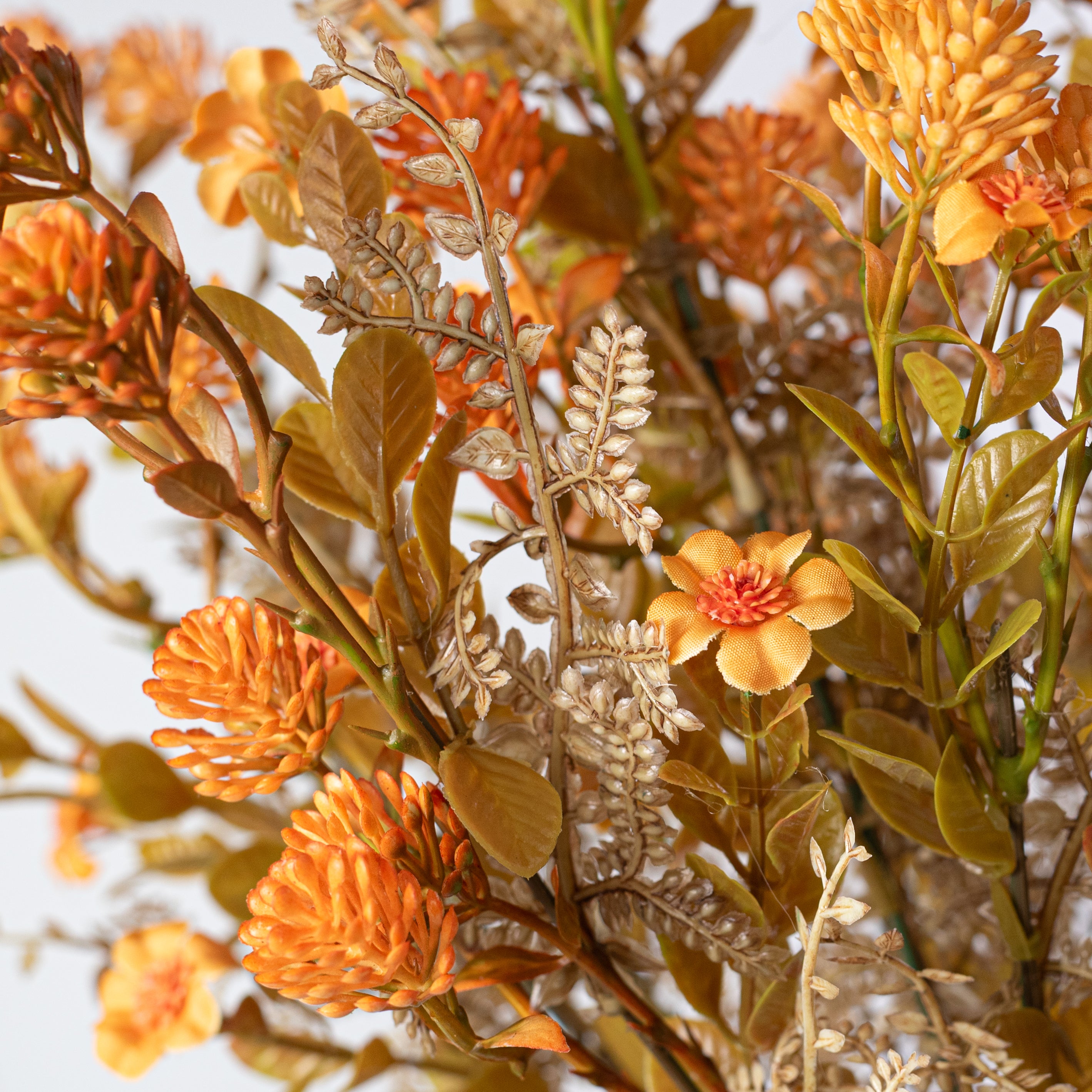 18" Mixed Plastic Amaranth & Leaves Bush: Orange Yellow