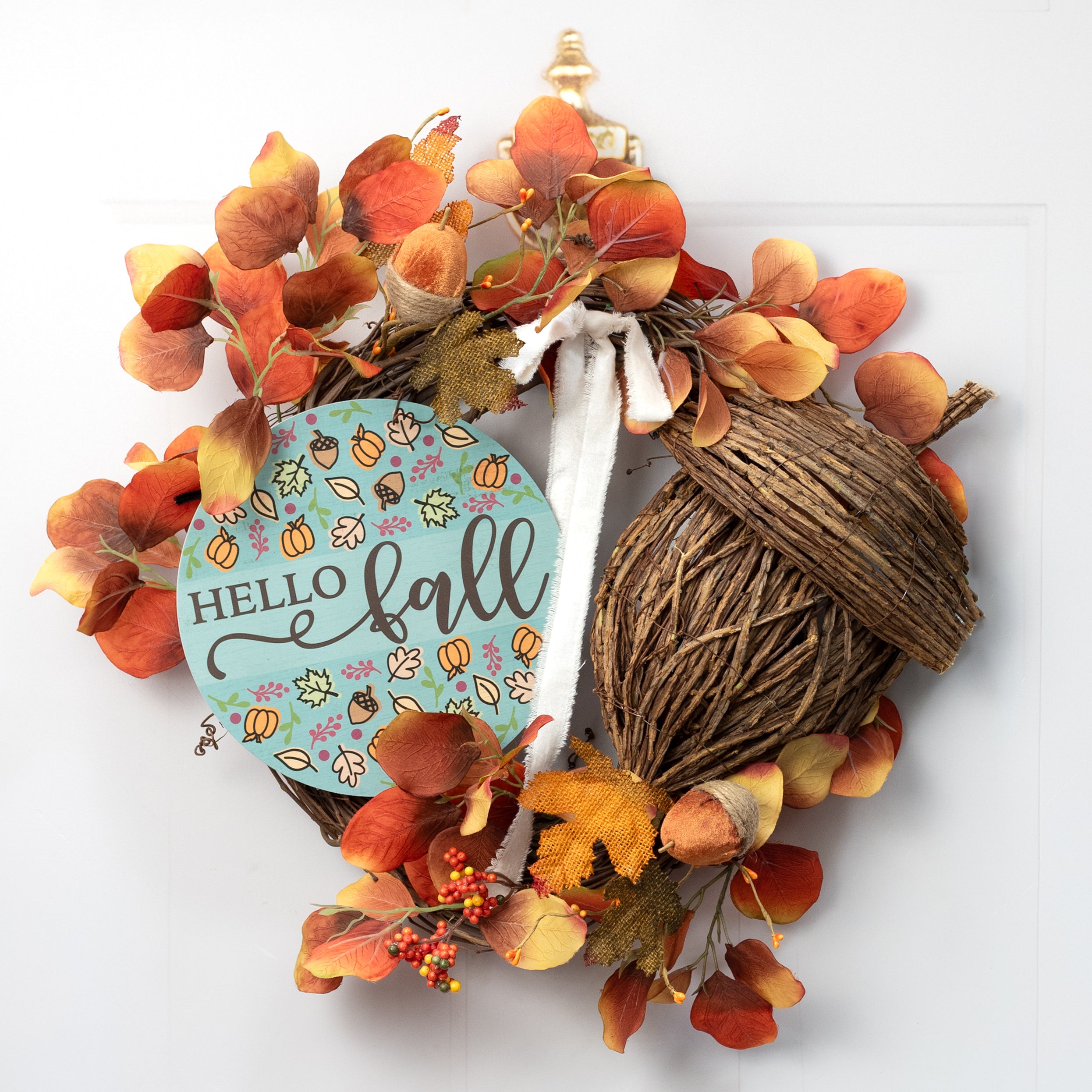 13.5" Rattan Acorn Ornament