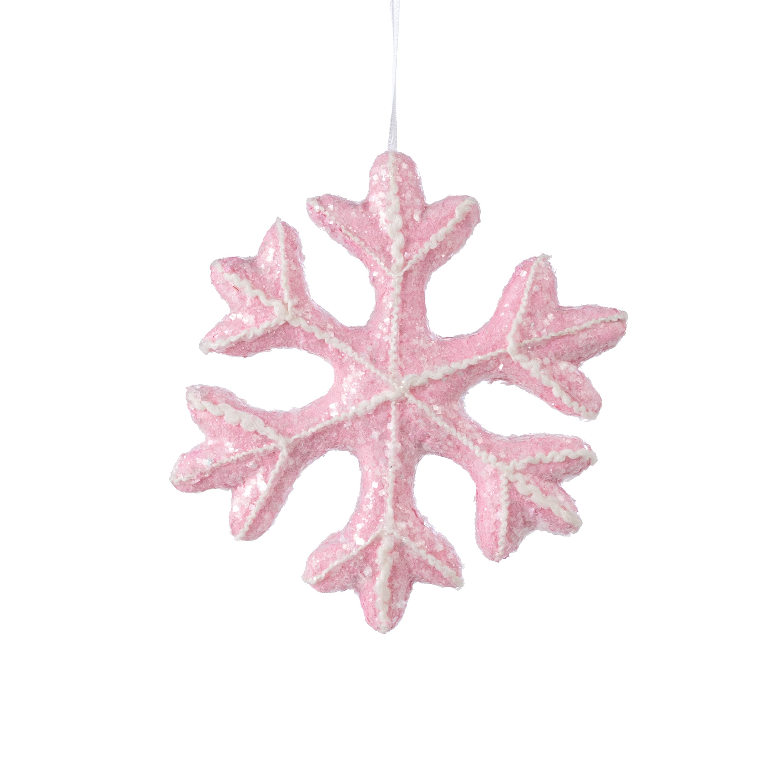 6.5" Iced Snowflake Ornament: Pink