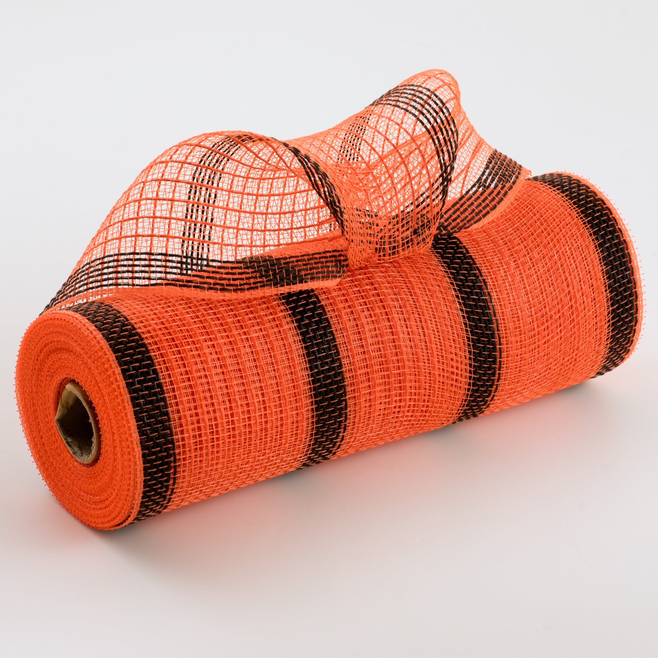 10" Faux Jute Stripe Mesh: Orange & Black
