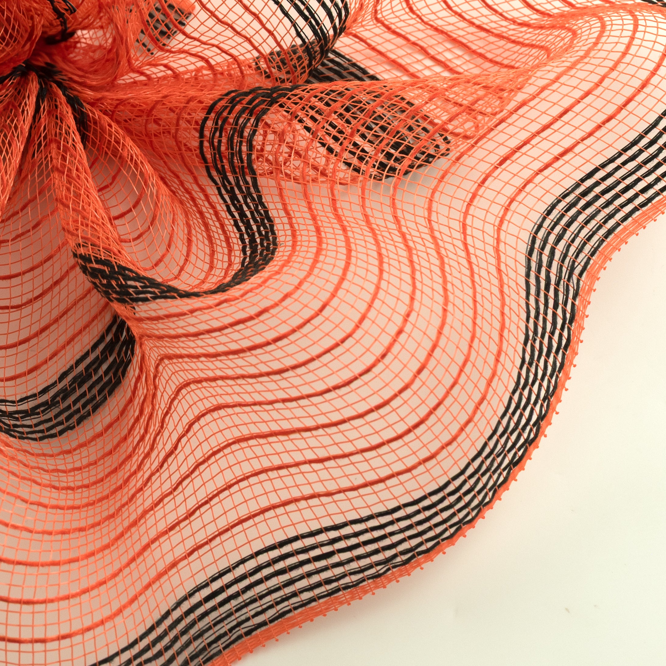 10" Faux Jute Stripe Mesh: Orange & Black