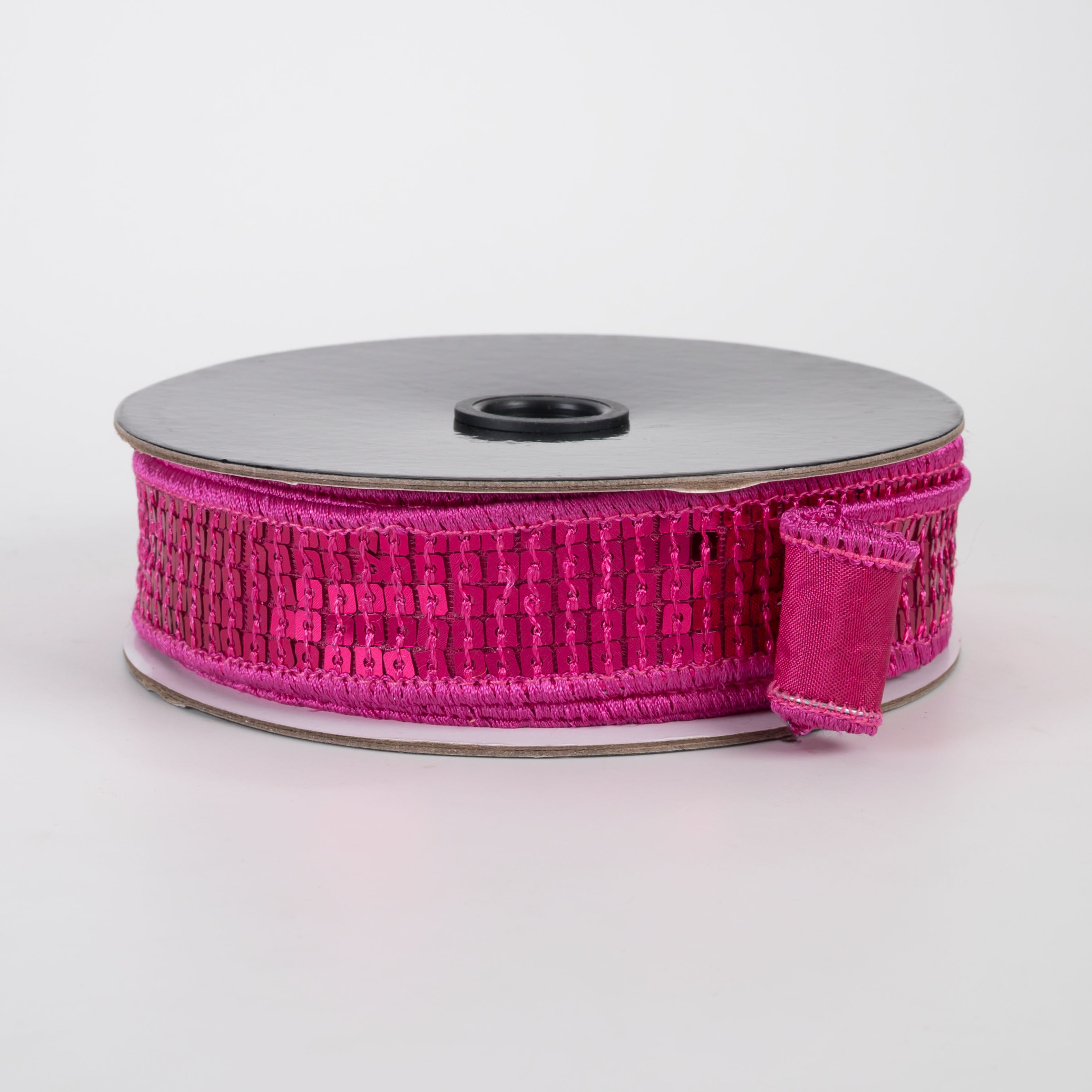 1" Disco Ball Sequin Ribbon: Fuchsia Pink (10 Yards)