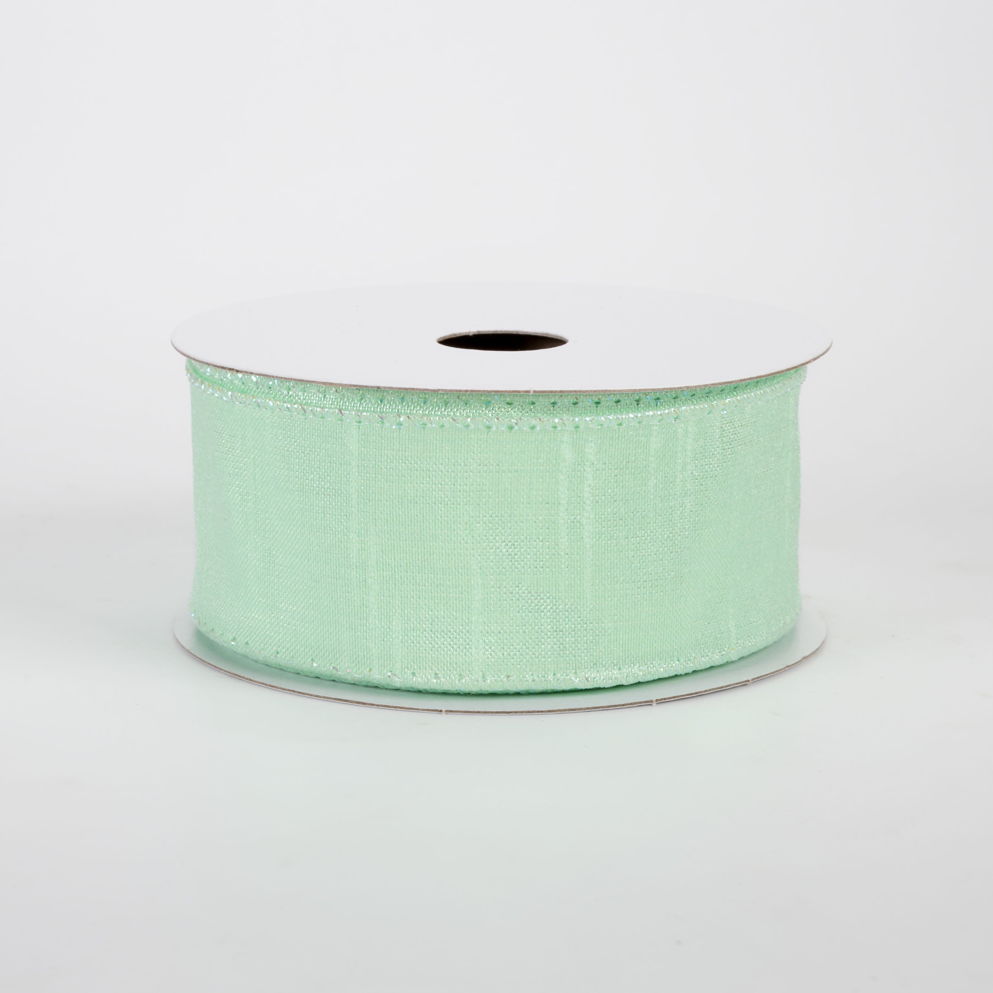1.5" Iridescent Metallic Solid Ribbon: Mint Green (10 Yards)