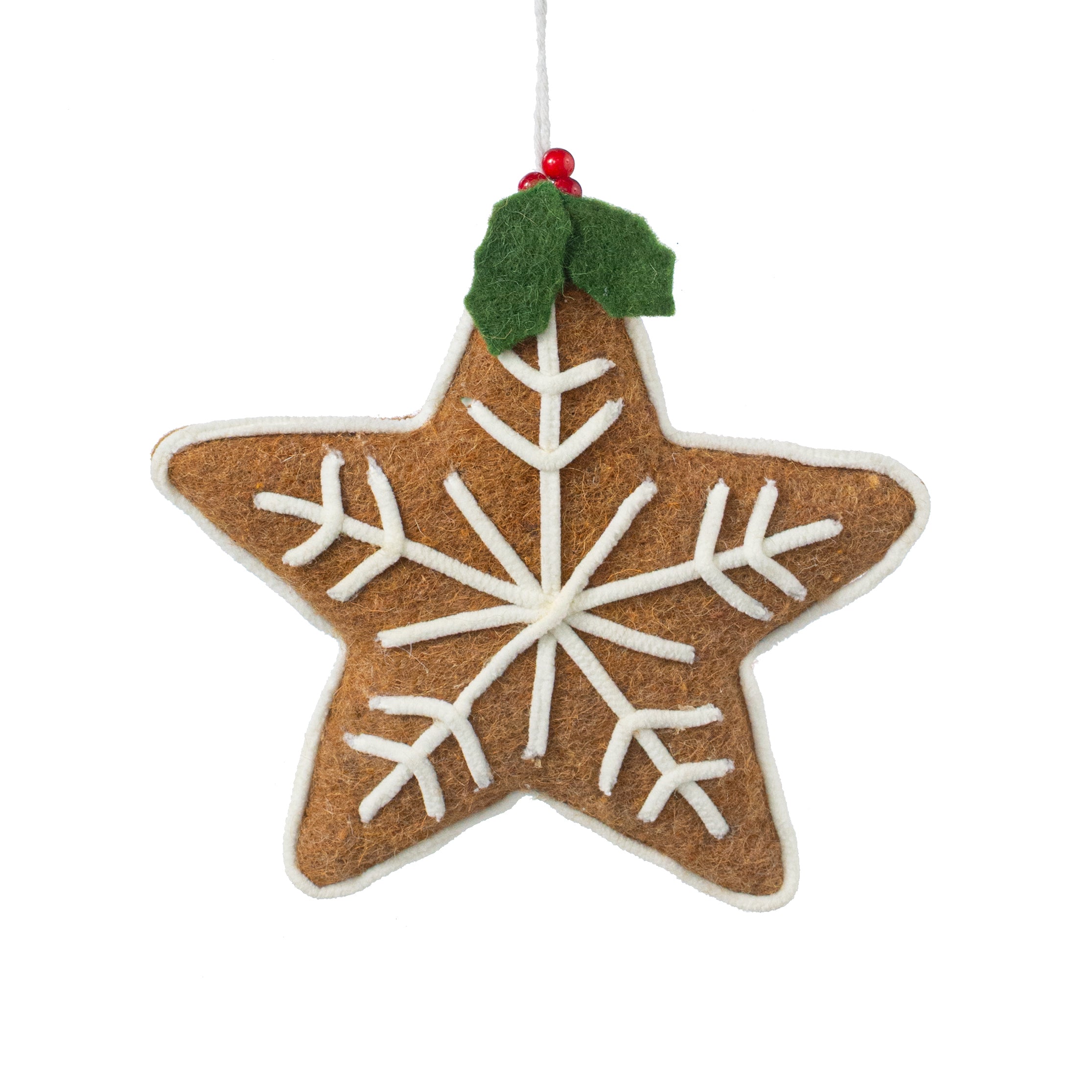 7.5" Felt Gingerbread Cookie Ornament: Star