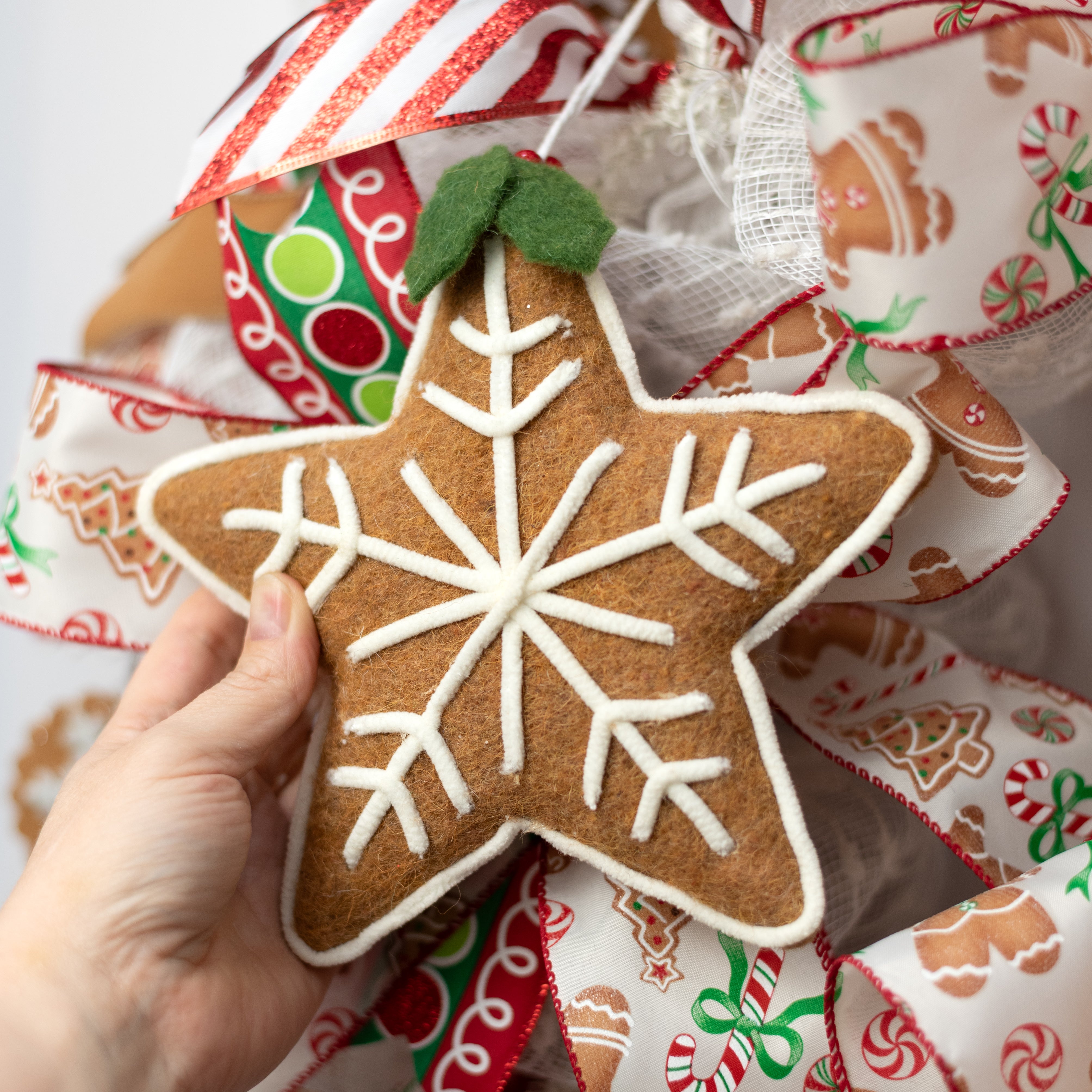 7.5" Felt Gingerbread Cookie Ornament: Star