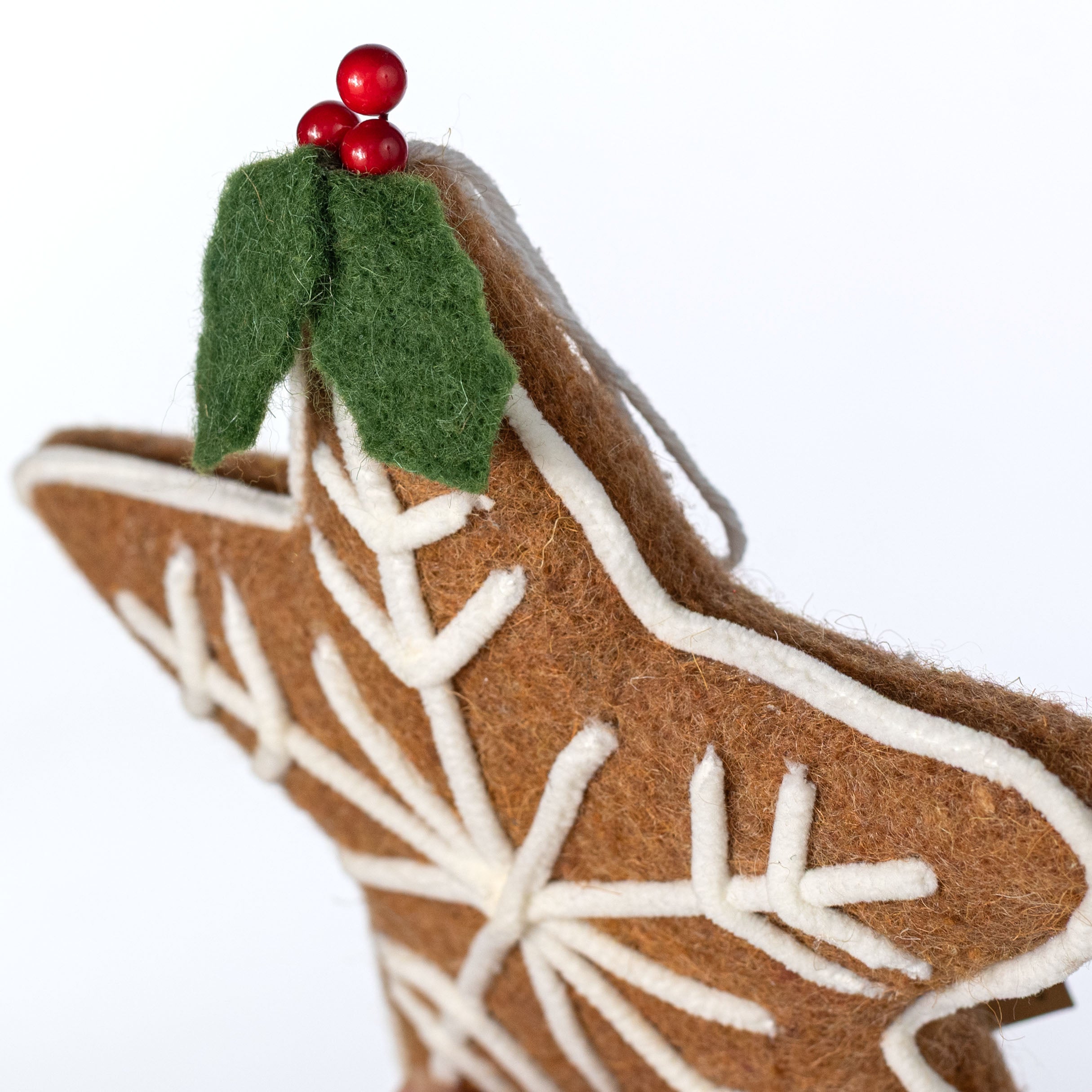 7.5" Felt Gingerbread Cookie Ornament: Star