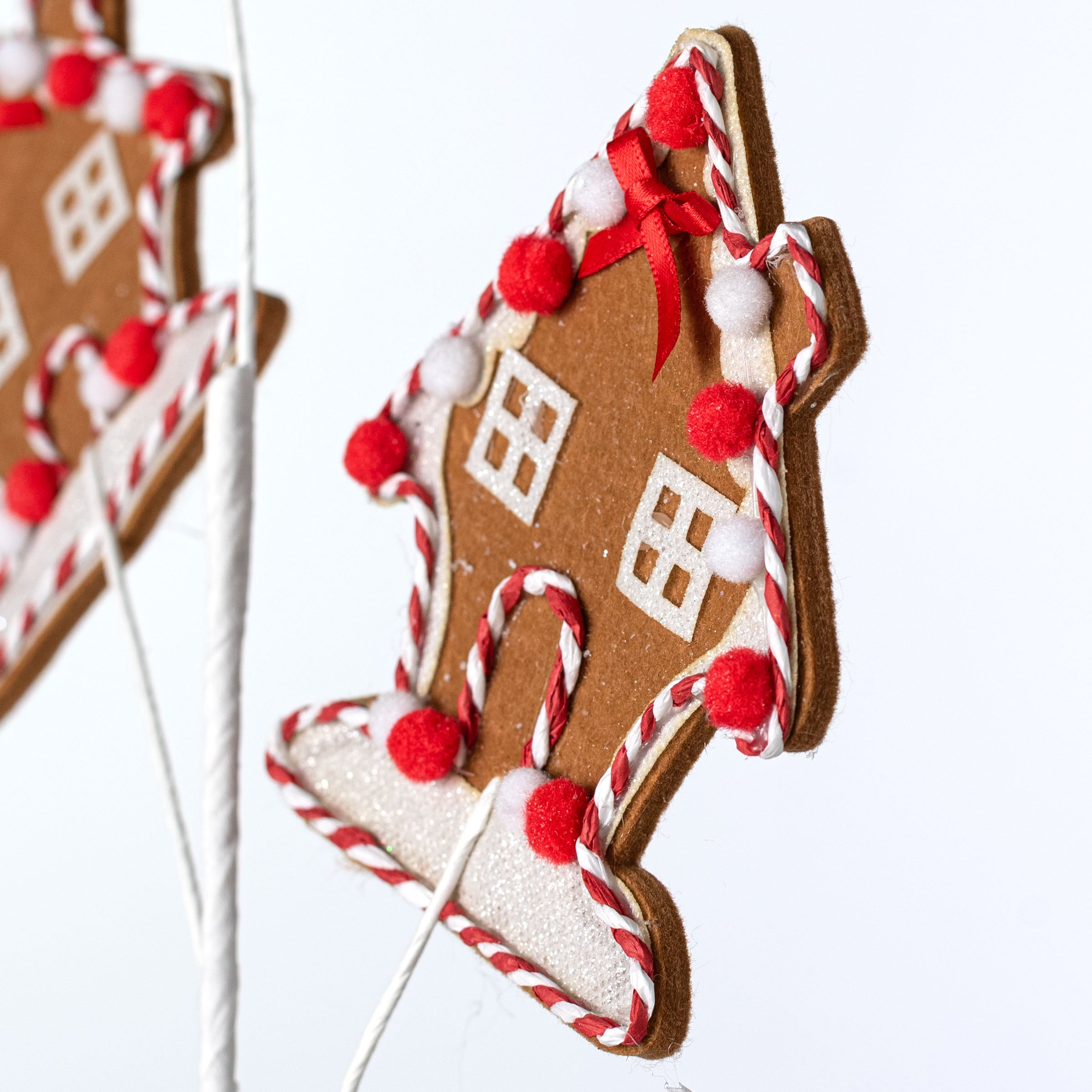 29" Gingerbread Pom-Pom Houses Spray