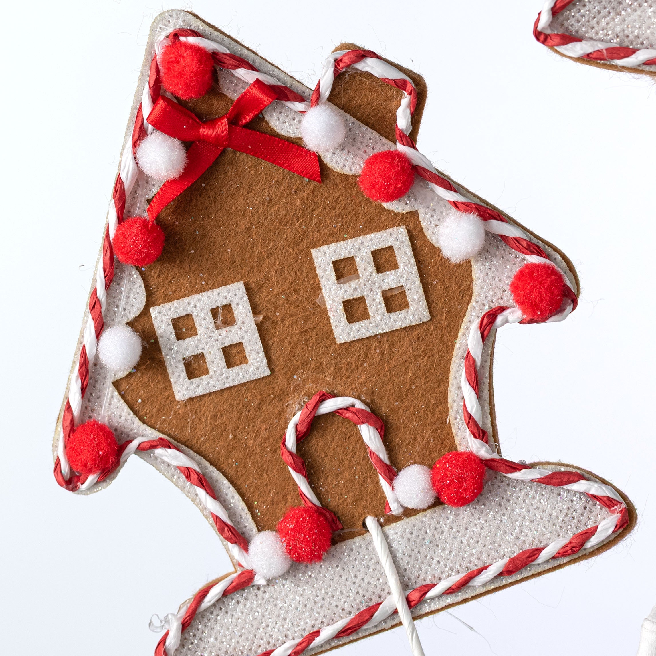 29" Gingerbread Pom-Pom Houses Spray