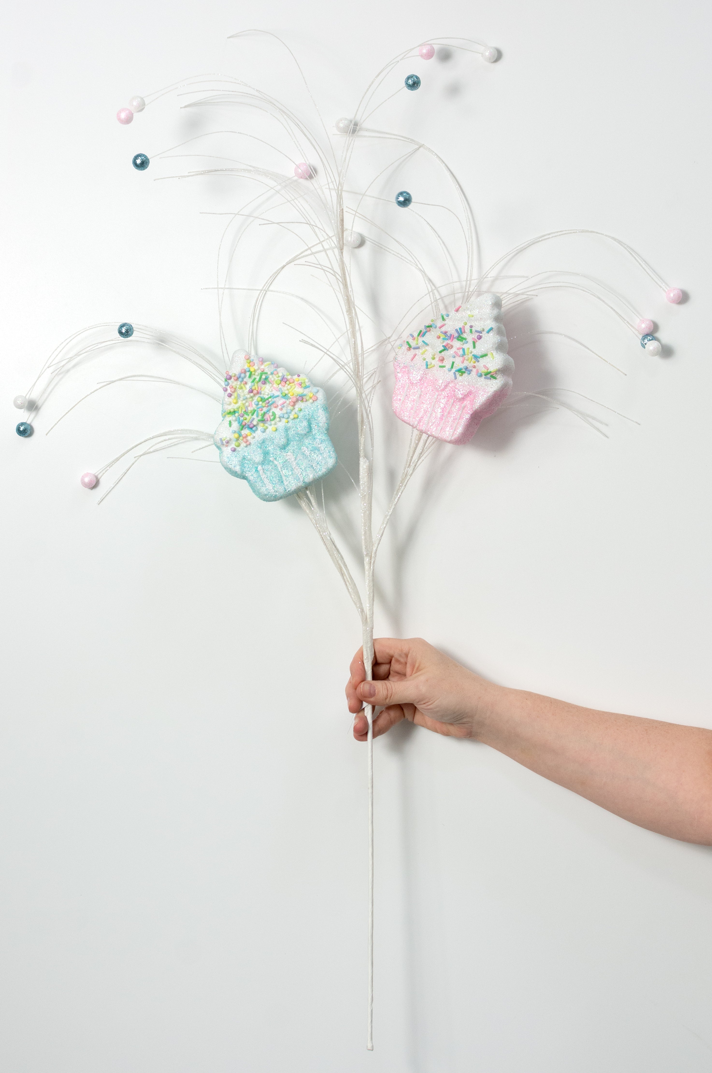 37" Pastel Sprinkle Cupcake Spray: Pink & Blue
