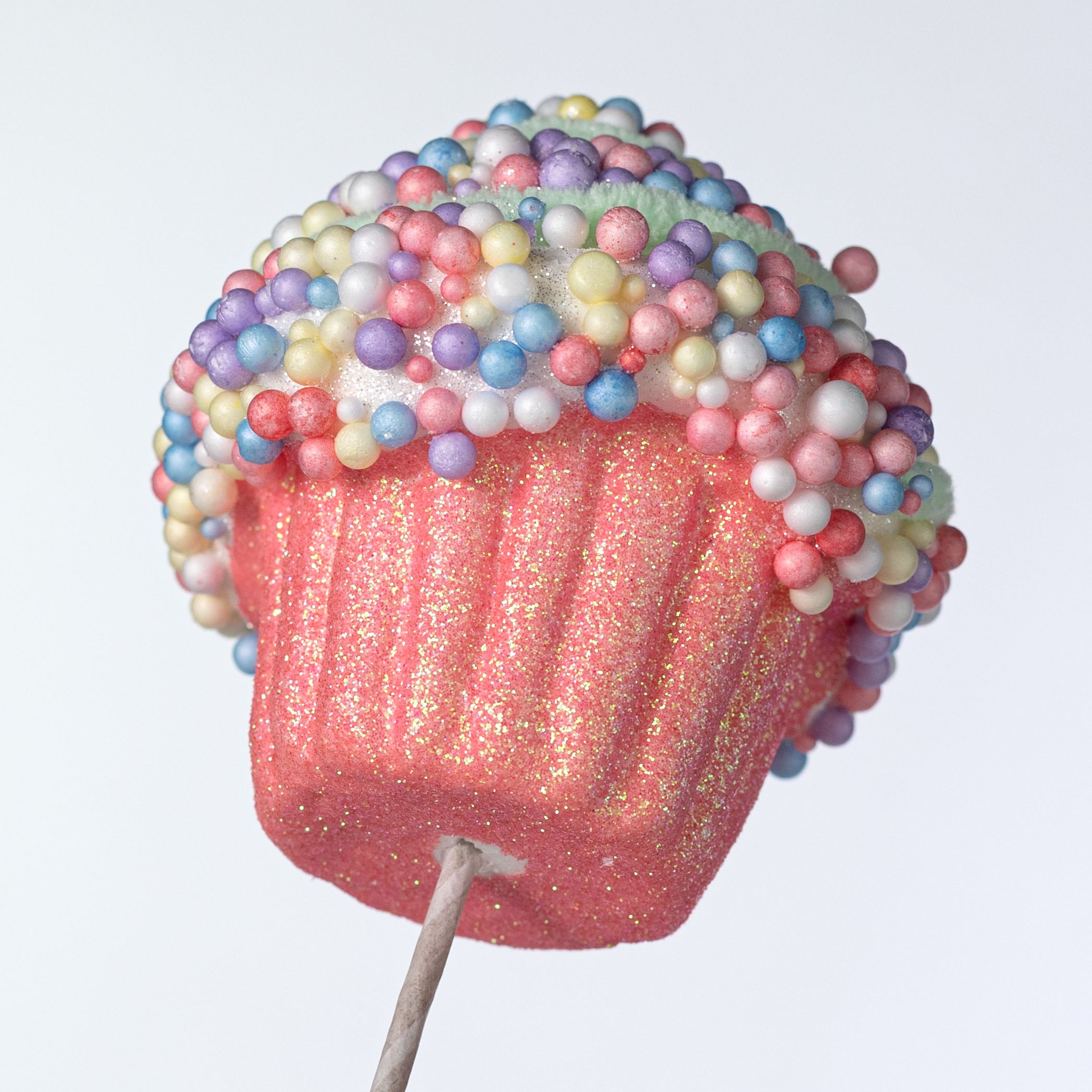 21" Pastel Sprinkle Cupcake Spray: Glitter Pink