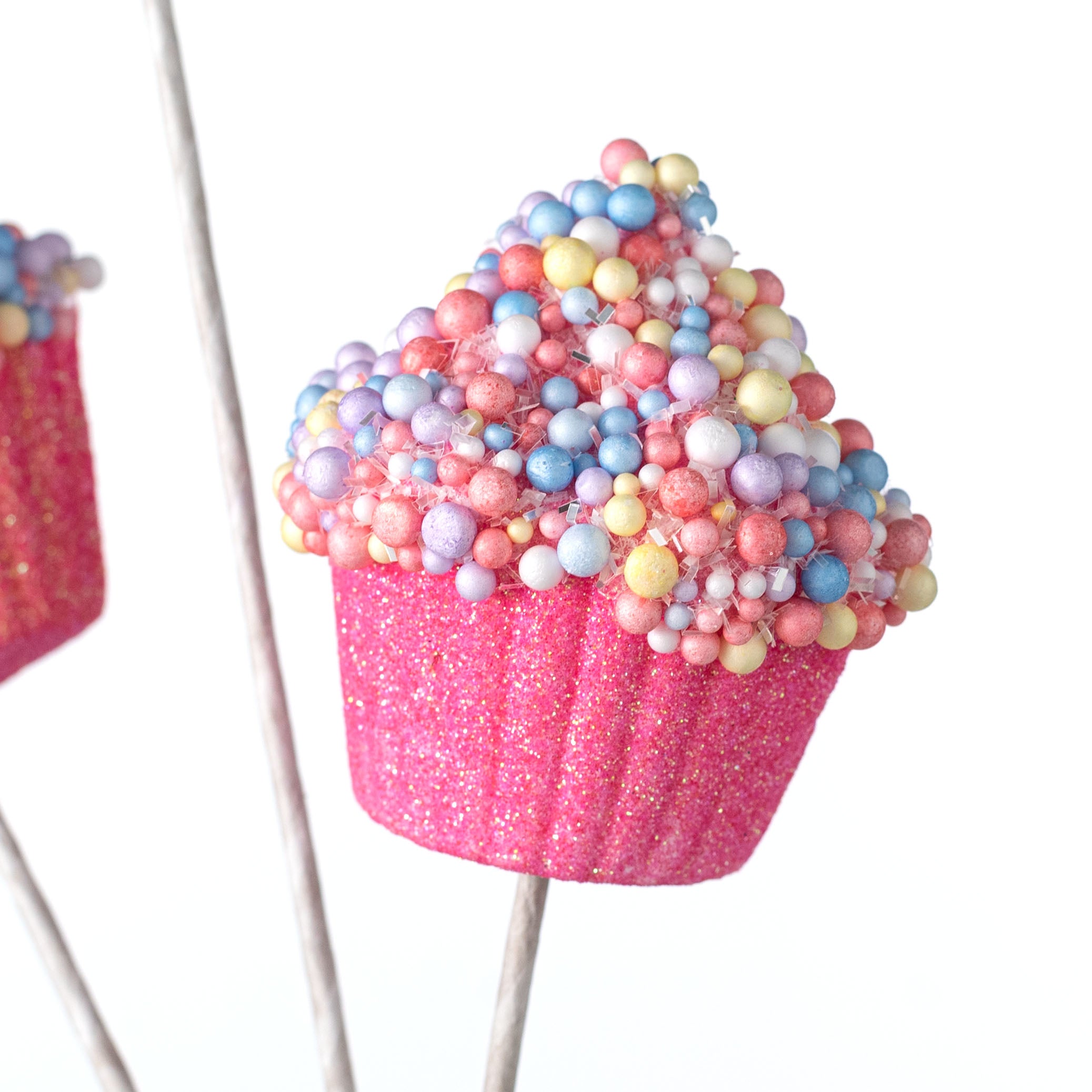 21" Pastel Sprinkle Half Cupcakes Spray: Glitter Pink