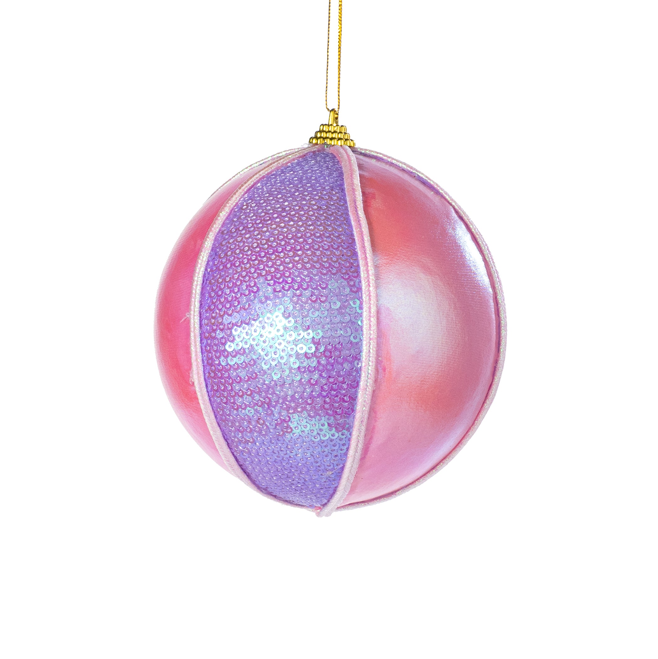 5" Sequins & Gloss Iridescent Ornament: Pink & Lavender