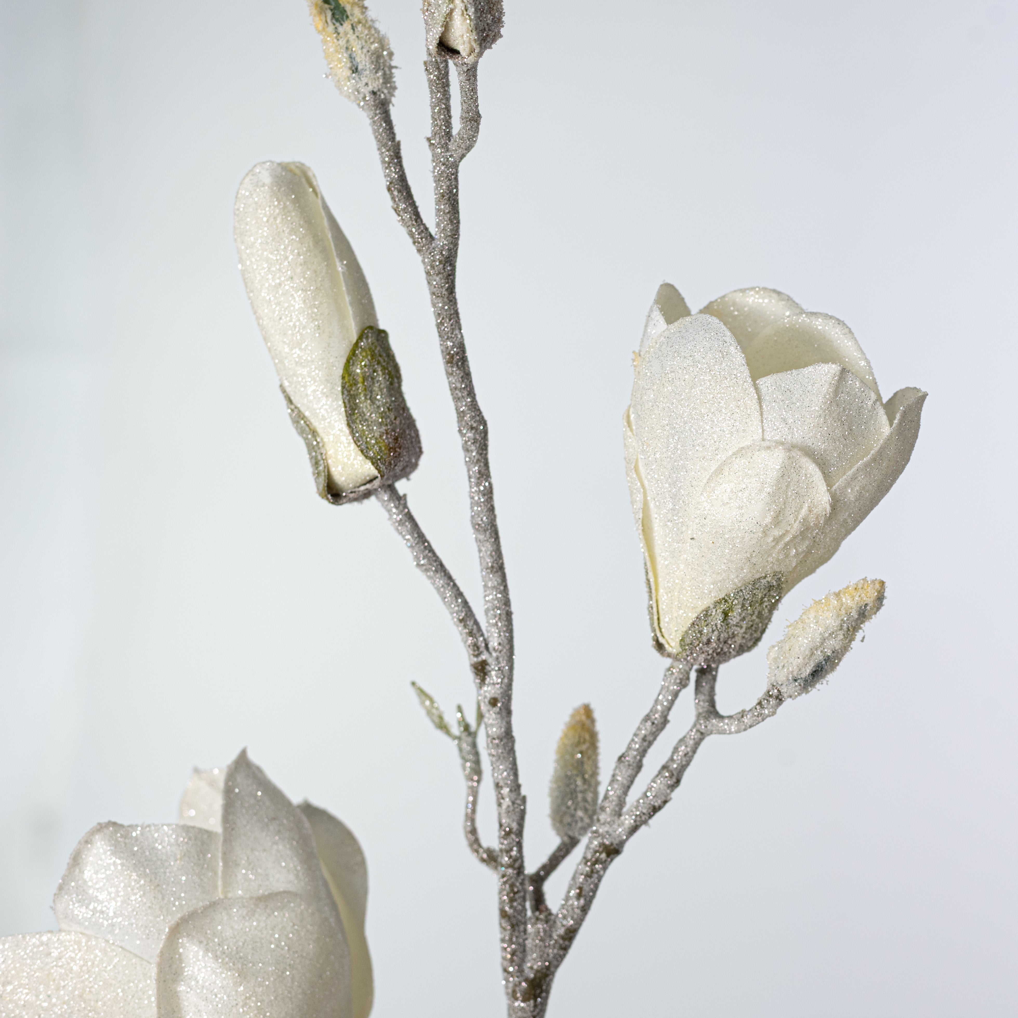 32" Frosted Magnolia Flower & Bud Spray