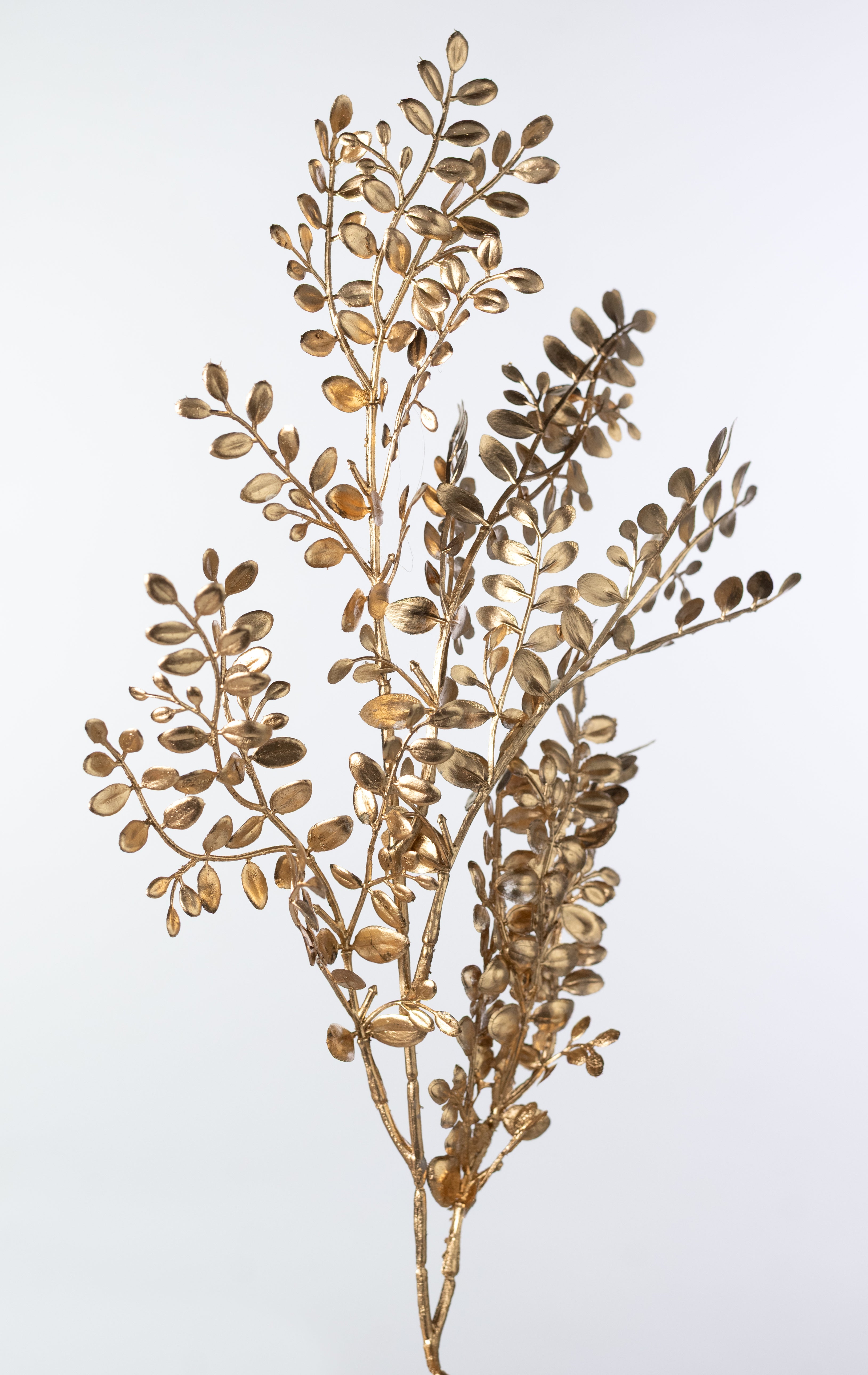 20" Metallic Button Leaf Fern Bush: Gold
