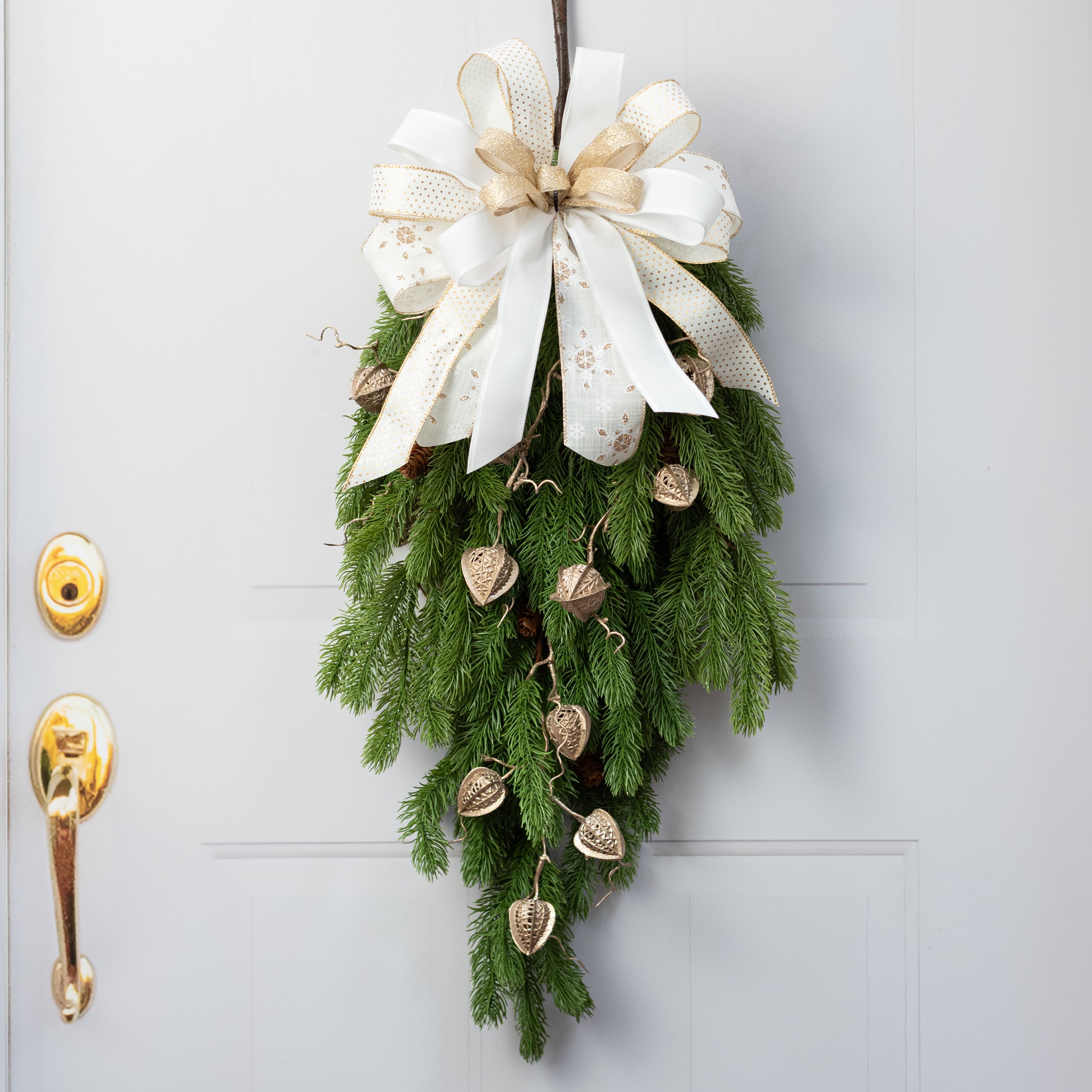 37" Glittered Chinese Lantern Garland: Champagne Gold