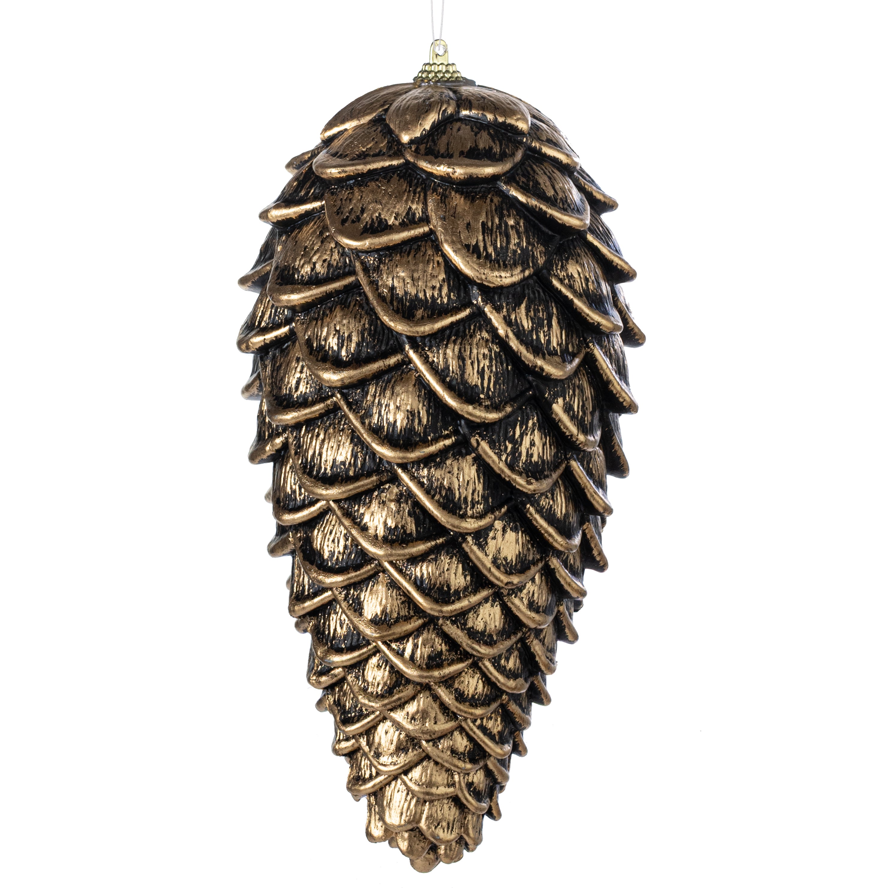 9" Pinecone Plastic Ornament: Antique Gold