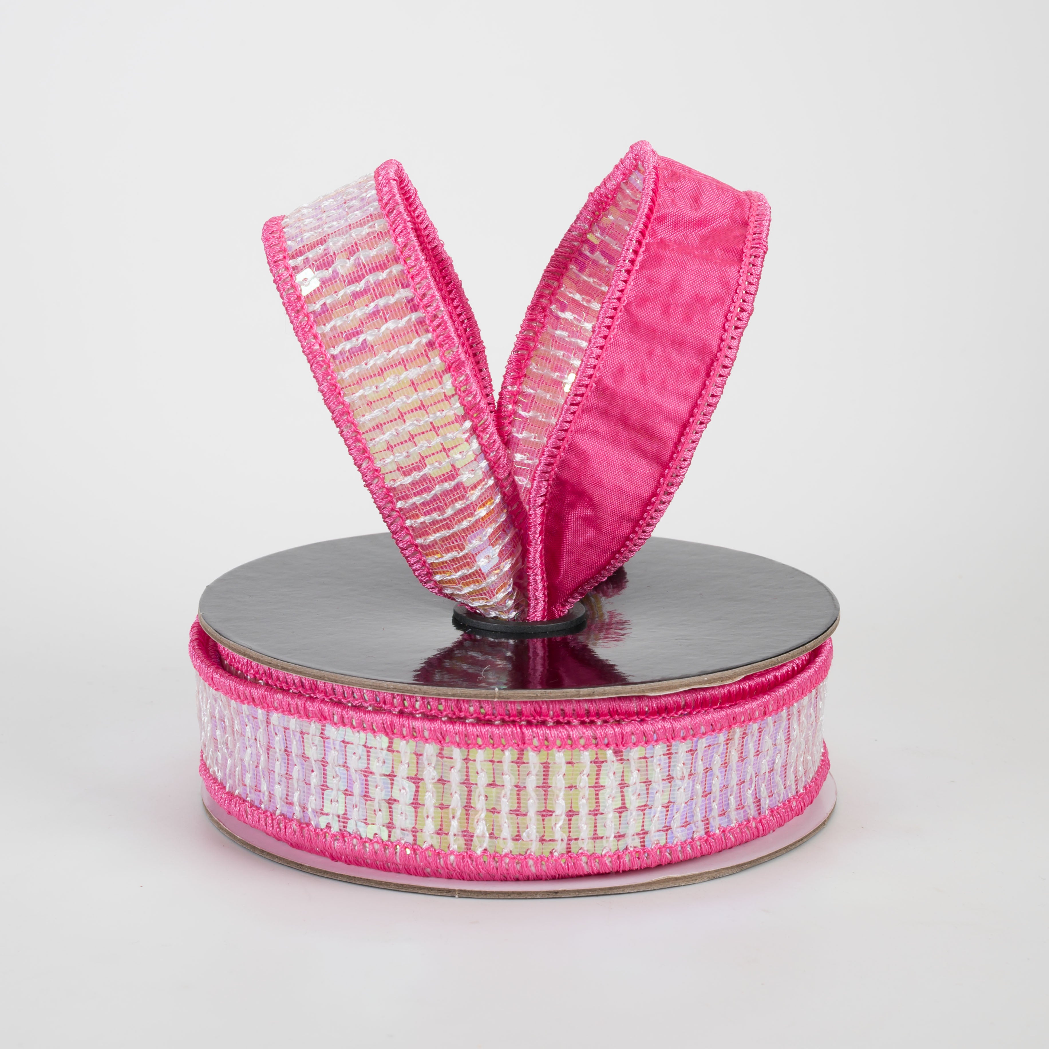 1" Disco Ball Sequin Ribbon: Pink & Iridescent (10 Yards)
