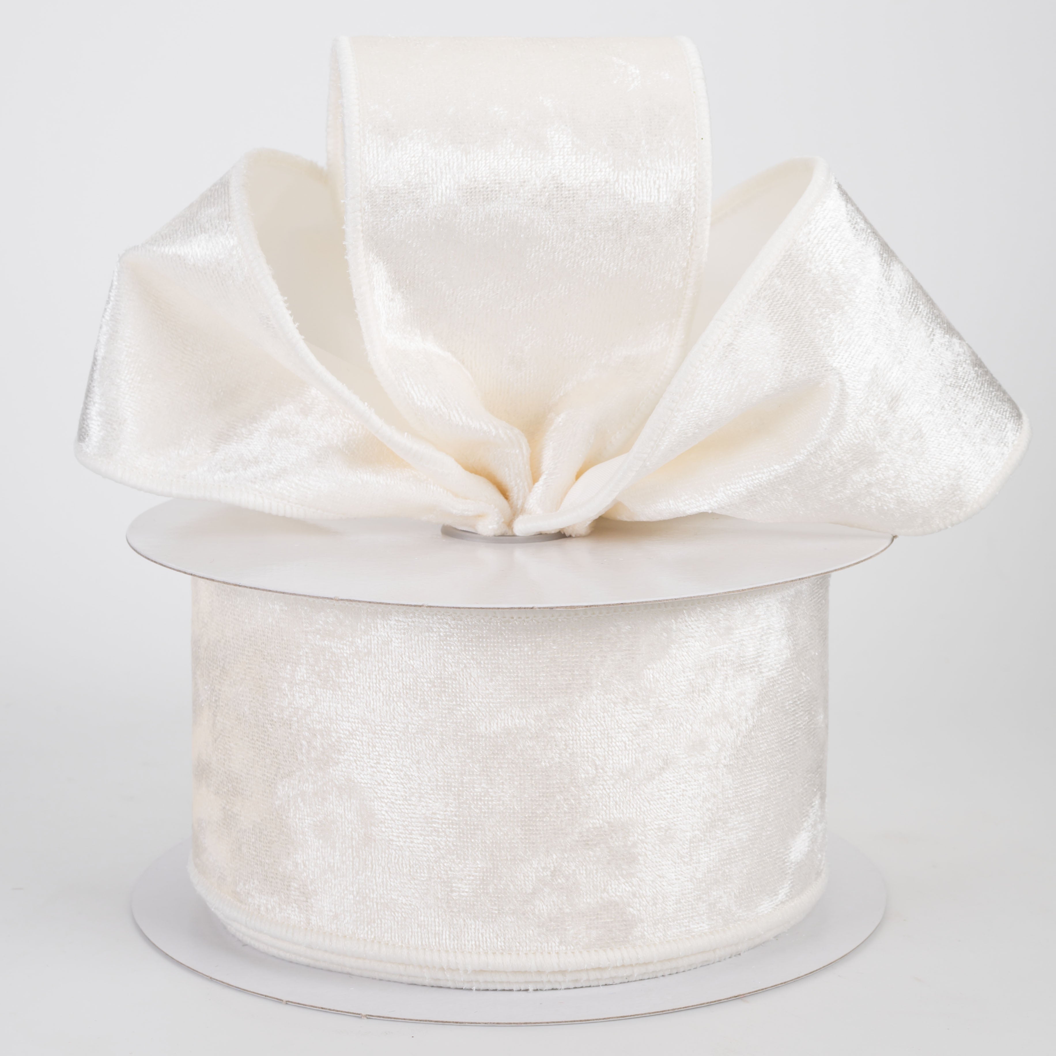 2.5" Lush Velvet Matte Satin Backed Ribbon: Ivory (10 Yards)
