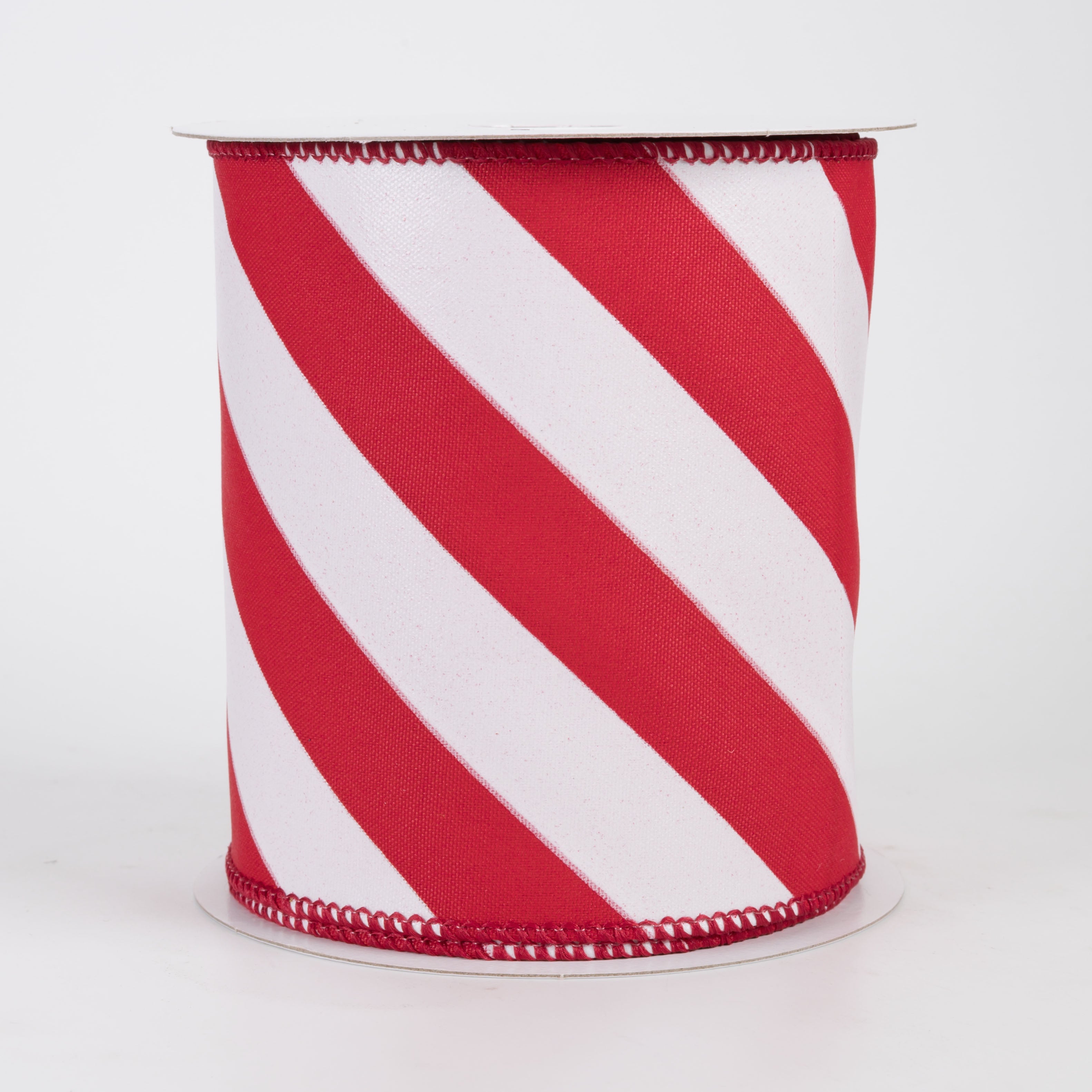4" Big Candy Cane Stripe Satin Ribbon: Red & White (10 Yards)