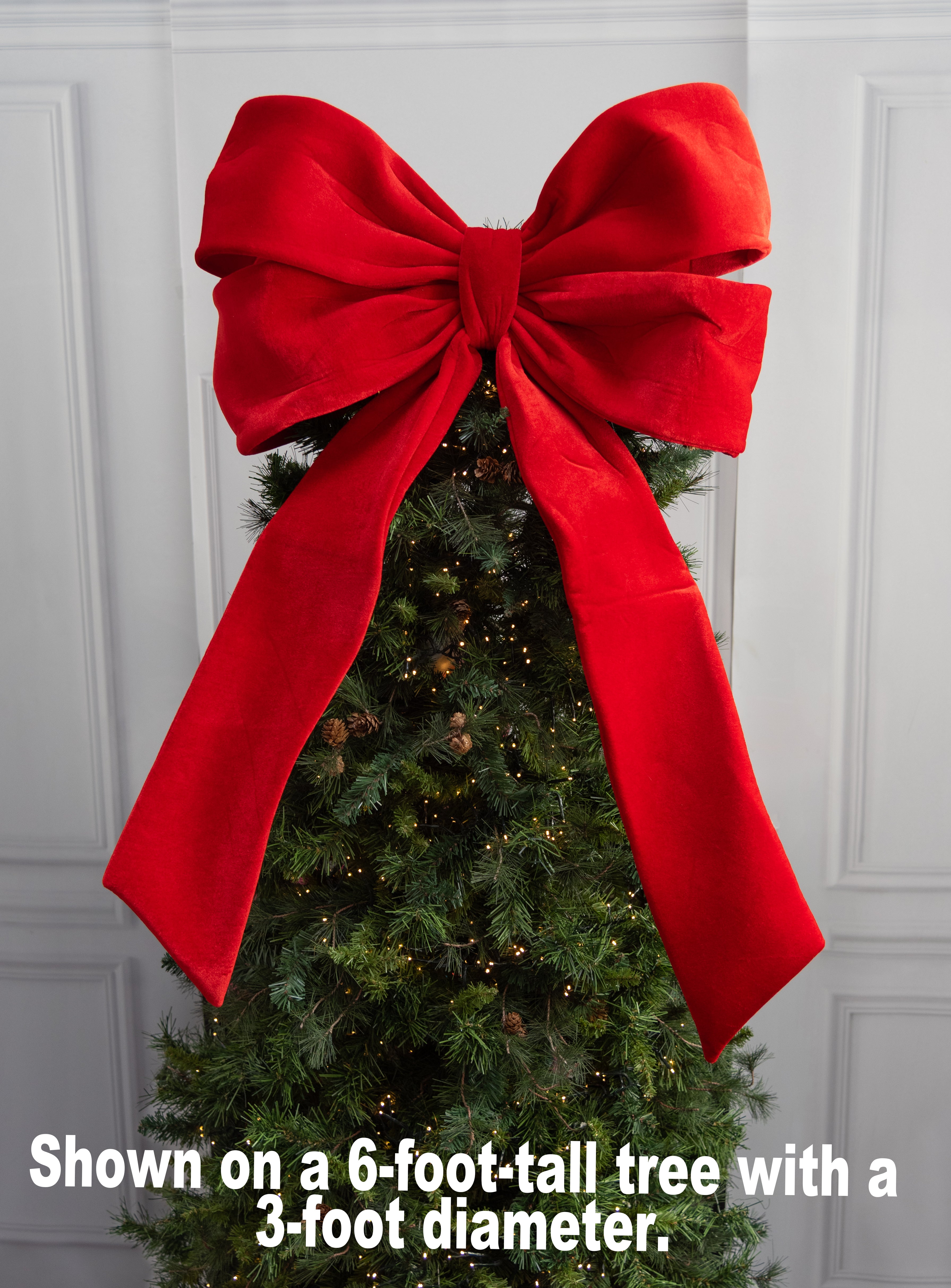 39" Oversized Velvet Bow: Red