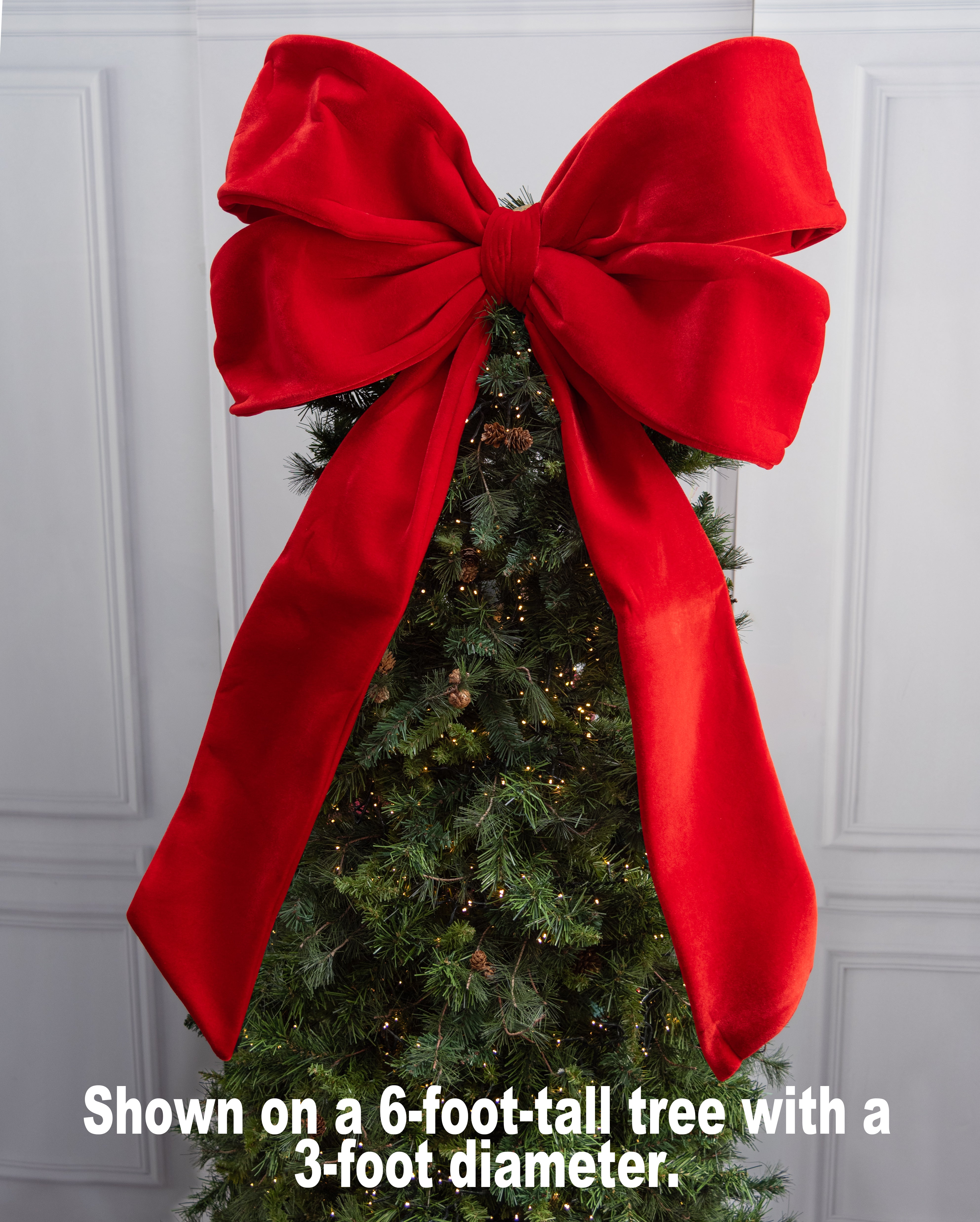 47" Oversized Velvet Bow: Red