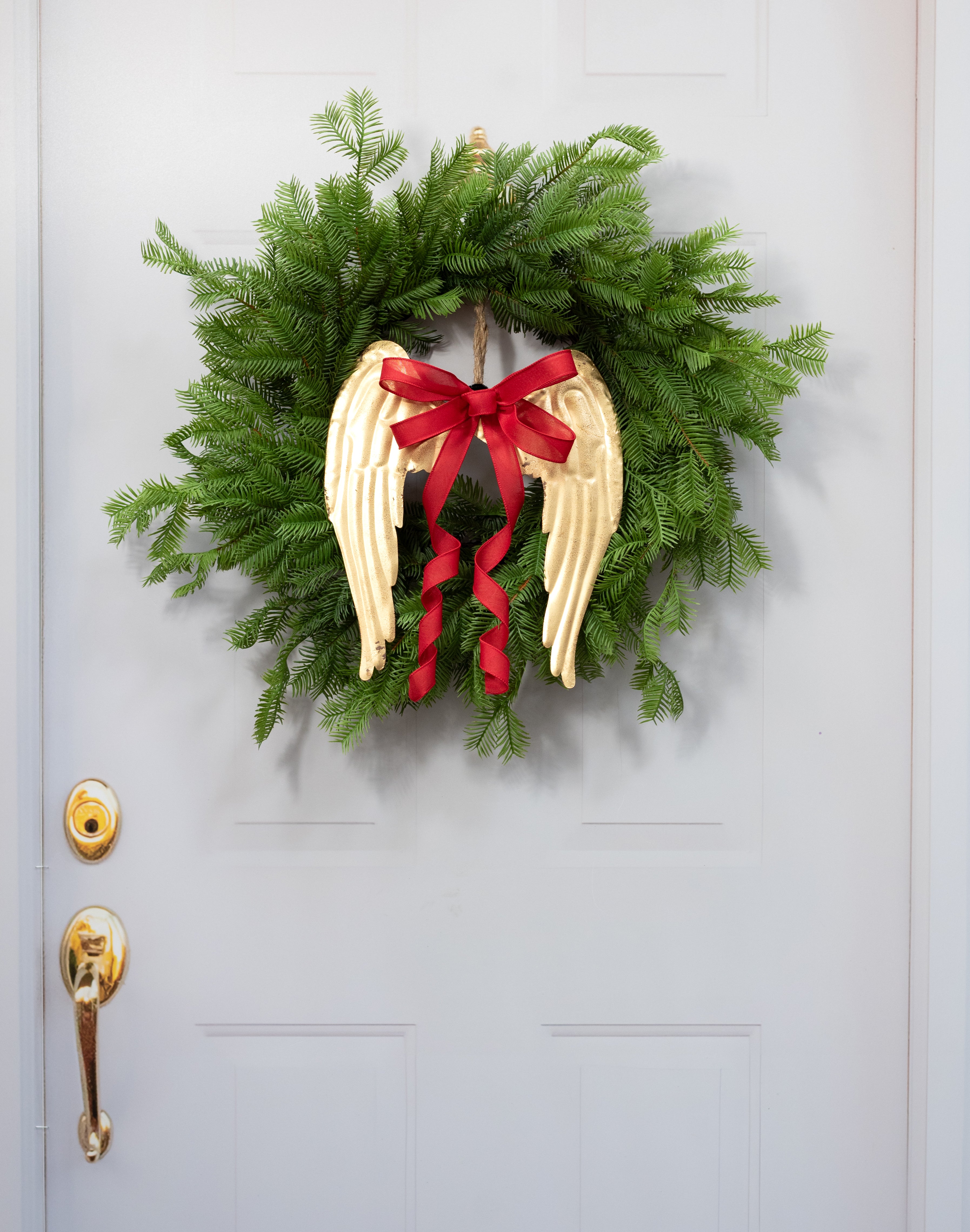 13" Distressed Metal Angel Wings: Antique Gold