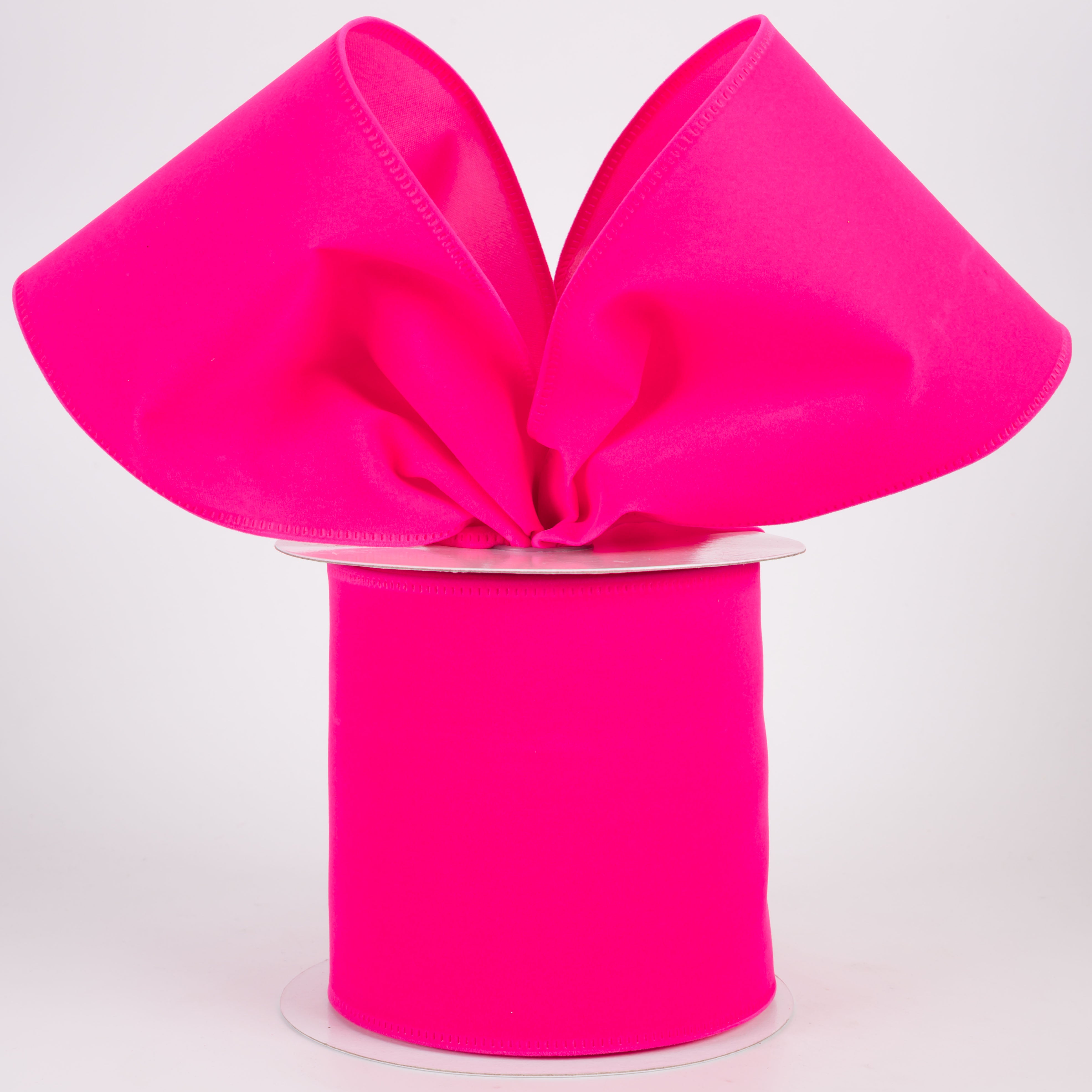 4" Value Velvet Ribbon: Neon Hot Pink (10 Yards)