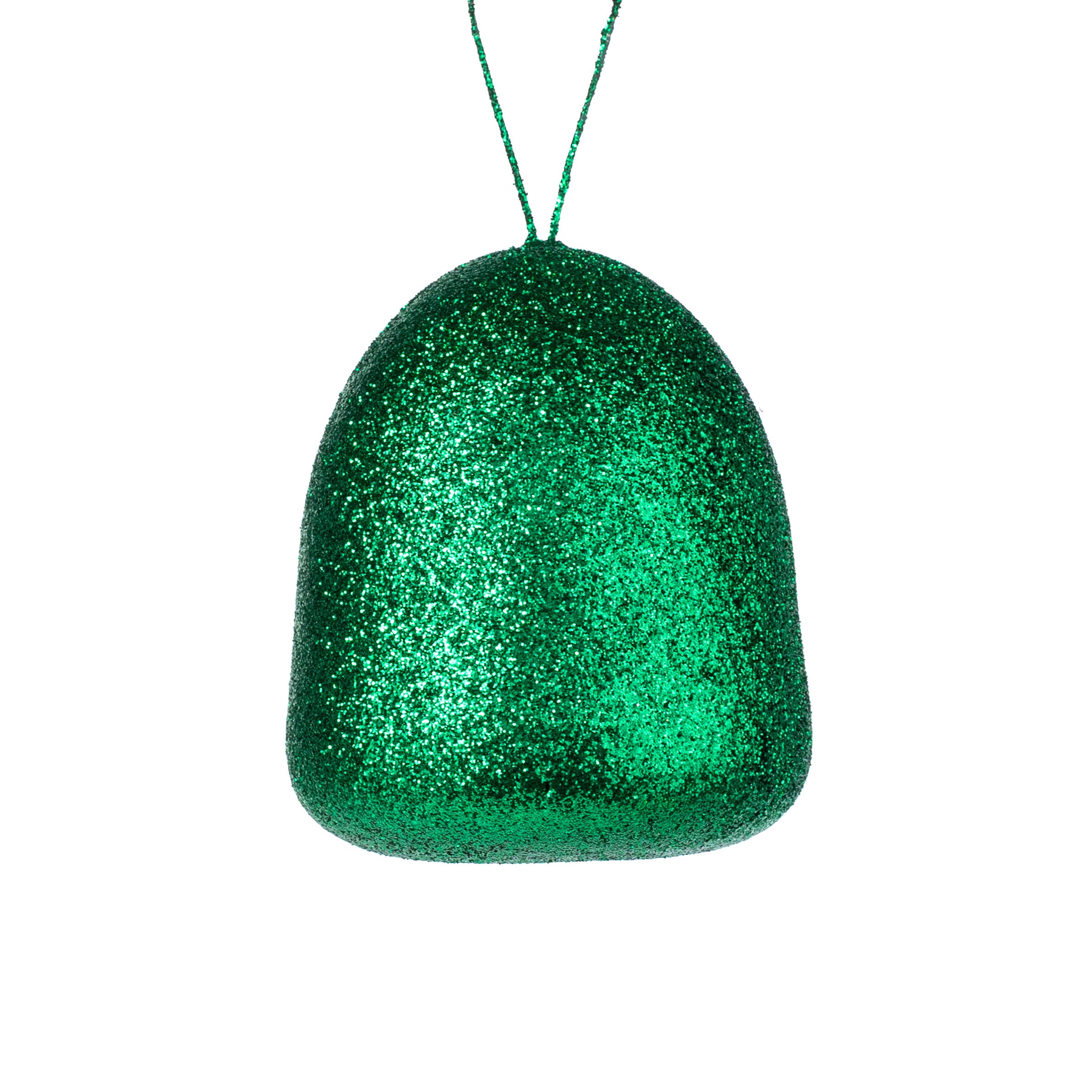5" Glitter Gumdrop Ornament: Metallic Emerald Green