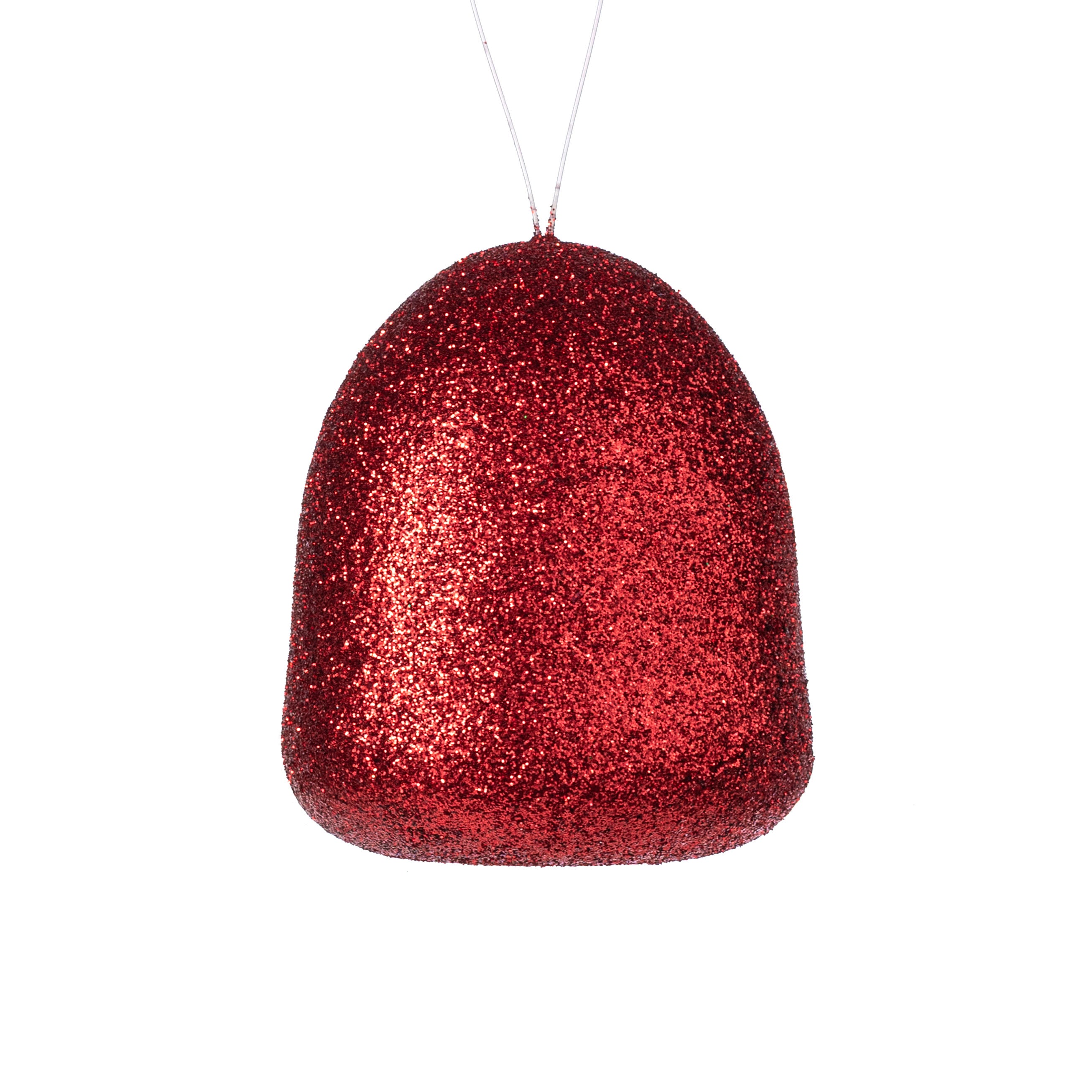 5" Glitter Gumdrop Ornament: Metallic Red