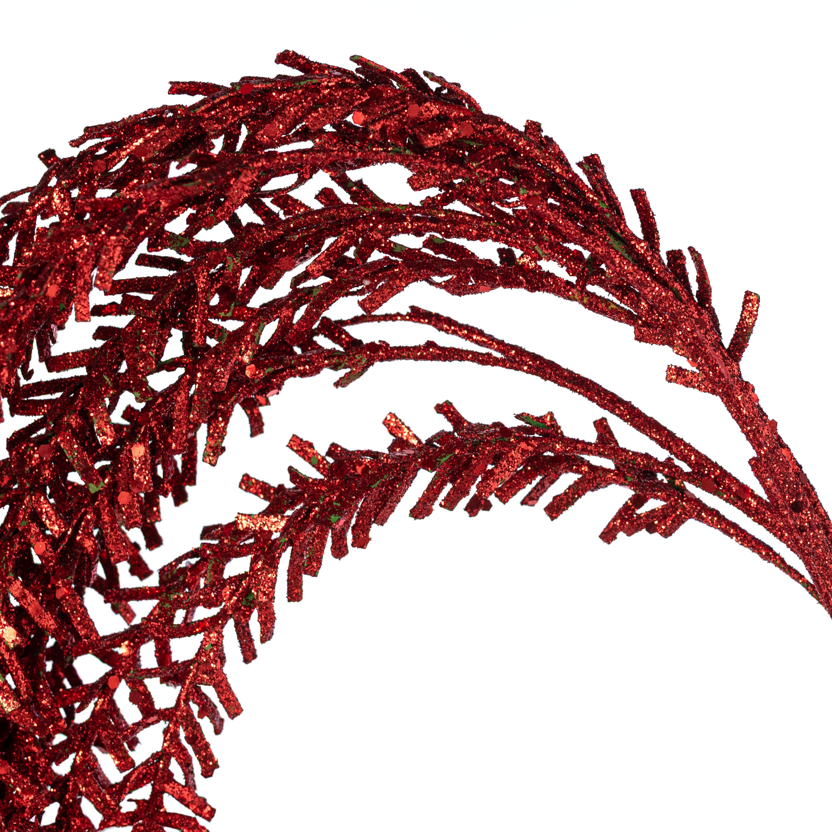 48" Glittered Pine Hanging Spray: Red