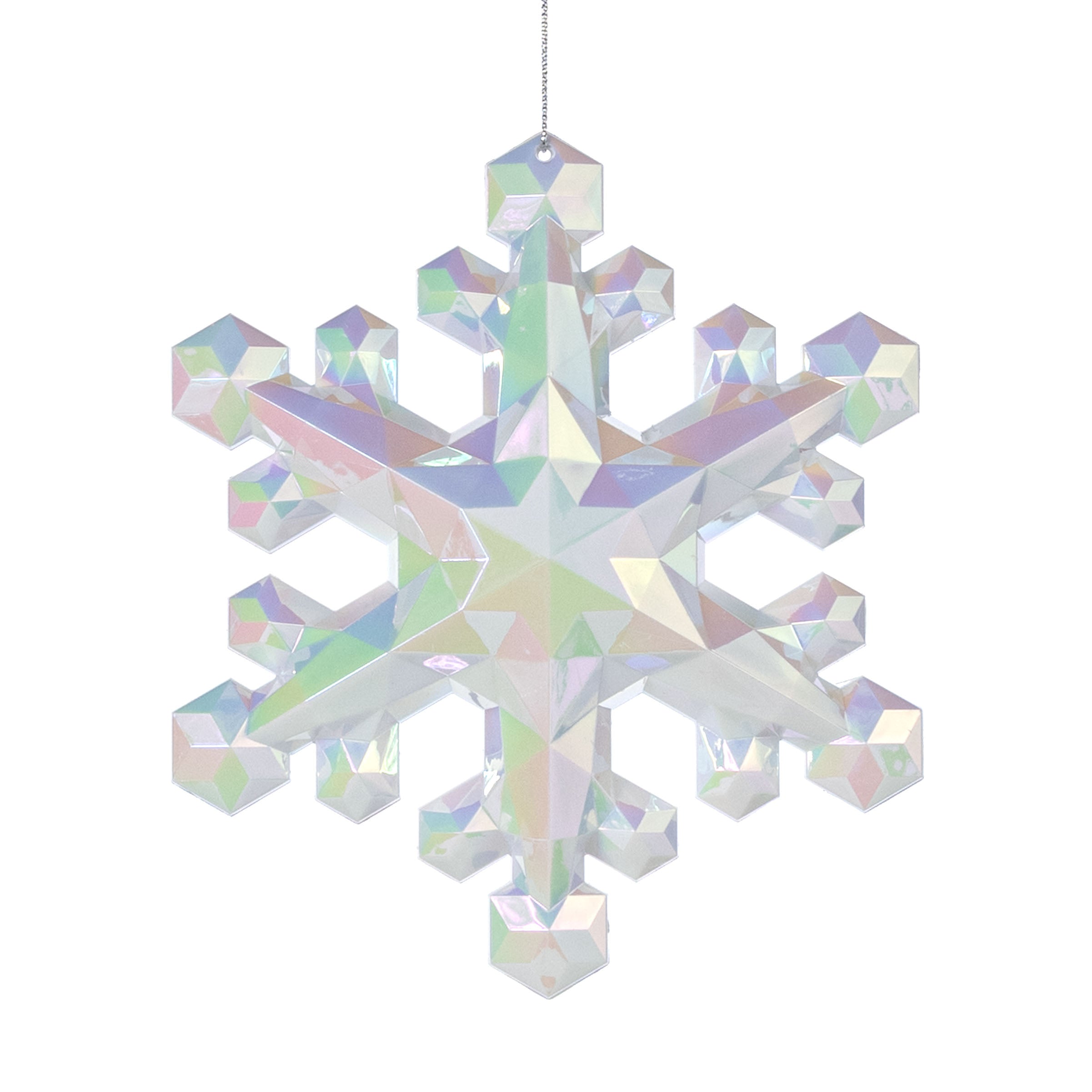 6" Snowflake Ornament: Iridescent White
