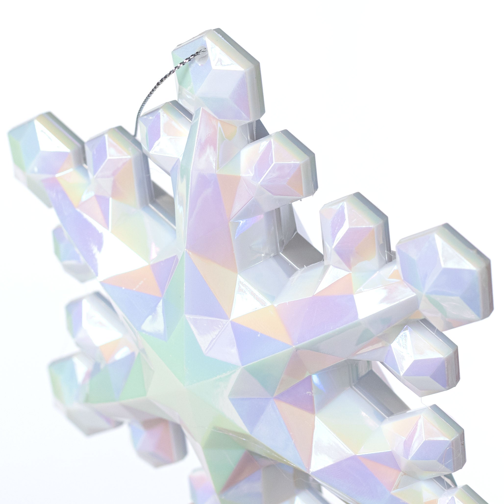6" Snowflake Ornament: Iridescent White