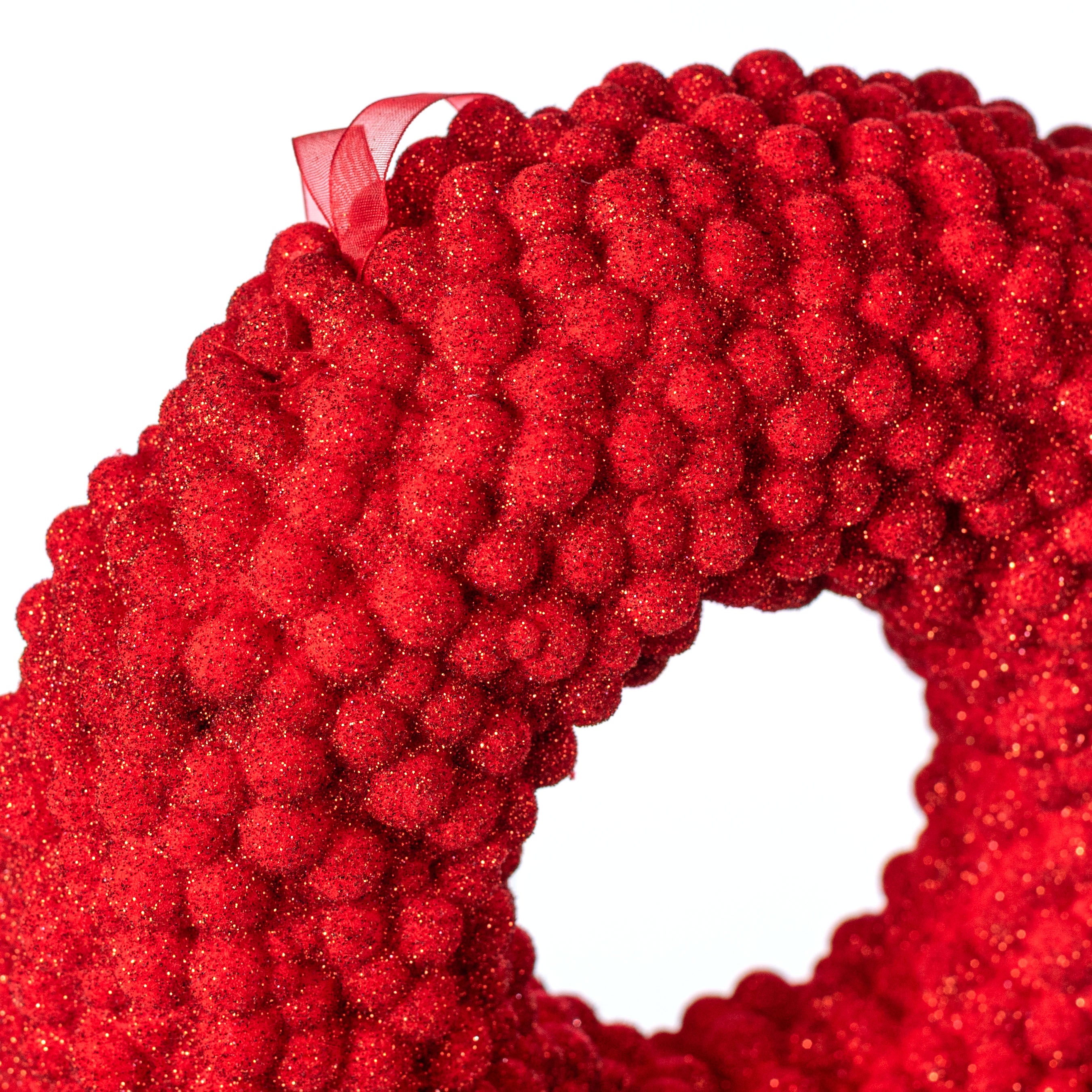9" Glitter Berry Cabinet Wreath Ornament: Red