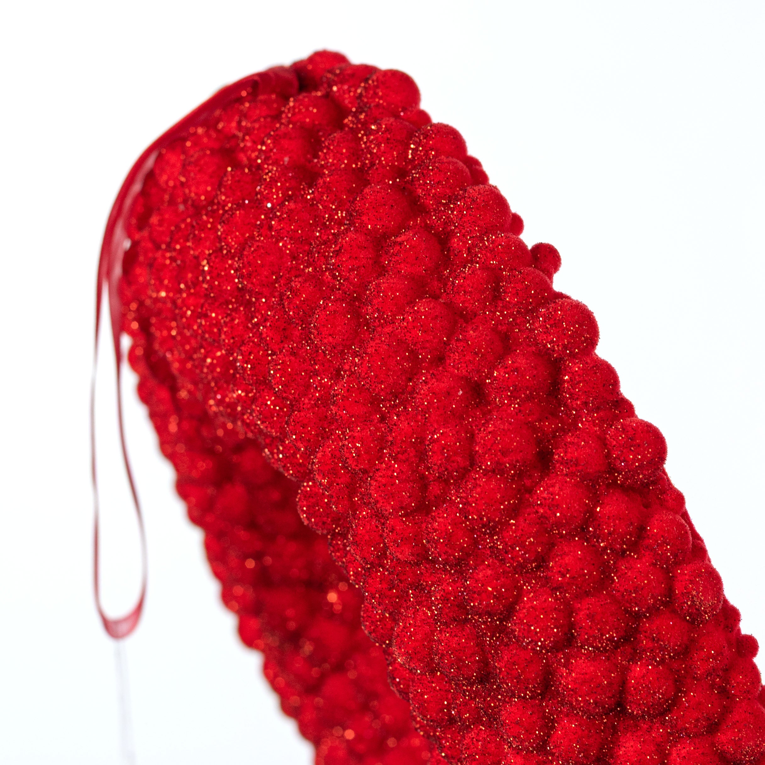 9" Glitter Berry Cabinet Wreath Ornament: Red