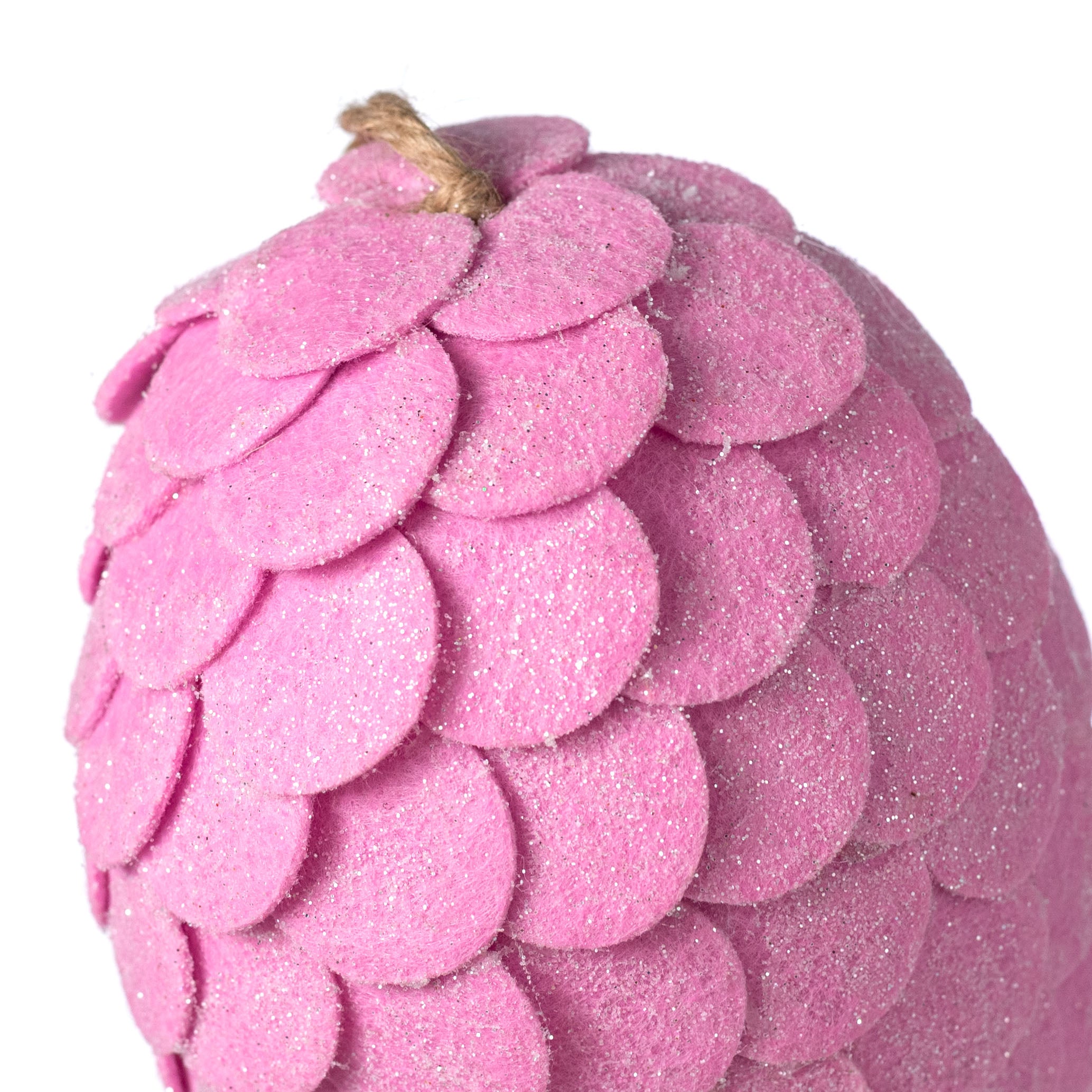 9" Glittered Felt Pinecone Ornament: Pink