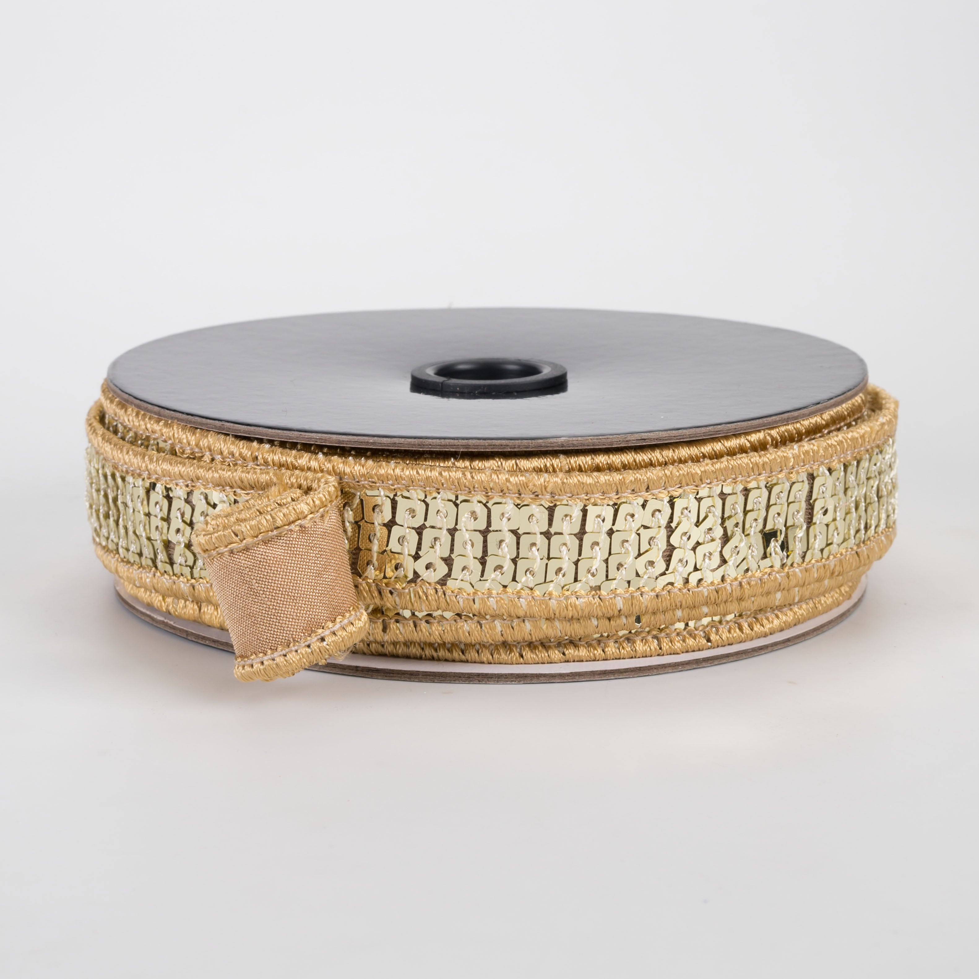 1" Disco Ball Sequin Ribbon: Champagne & Gold (10 Yards)